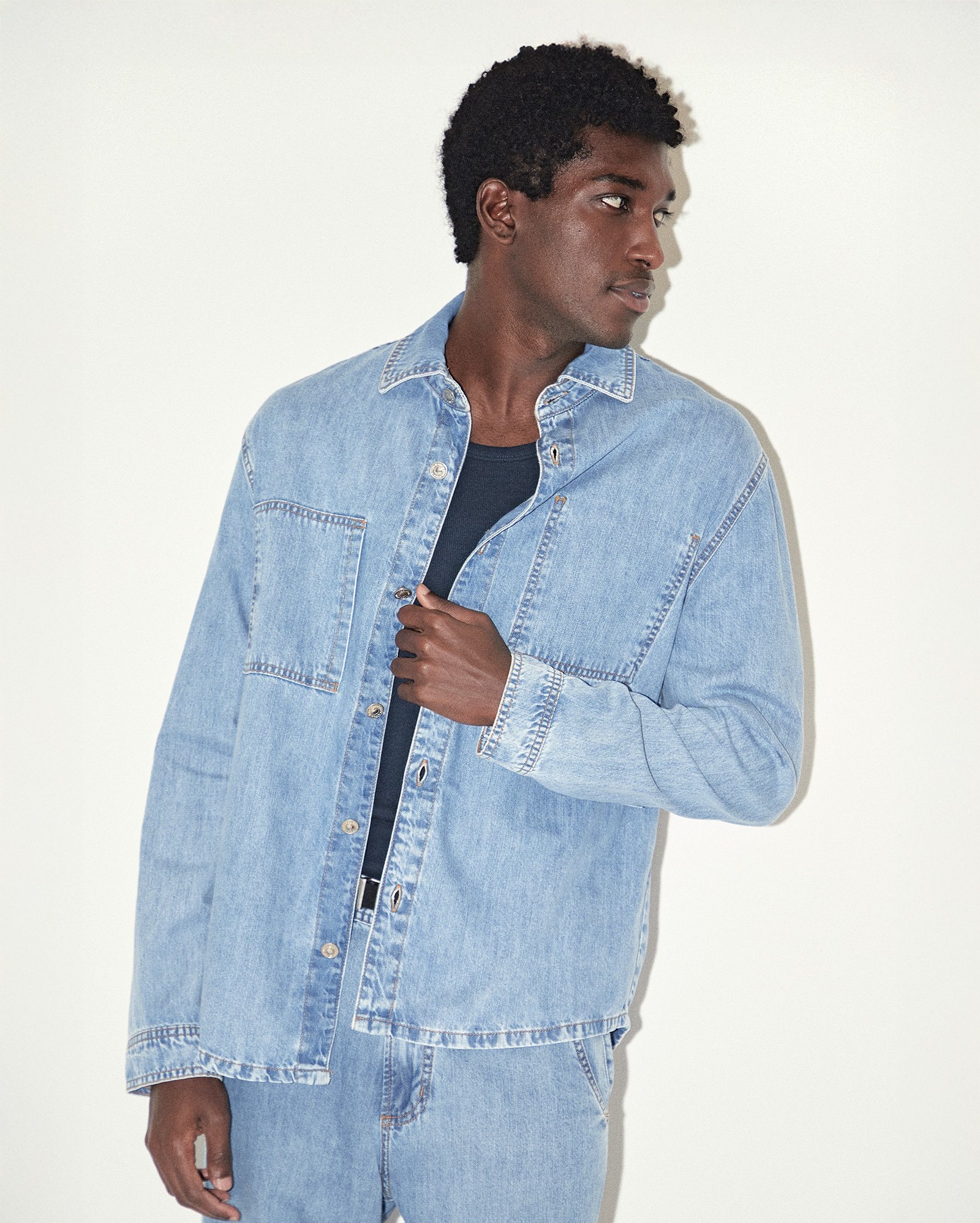 Jaqueta jeans masculina overshirt regular - denim médio | Pool Jeans