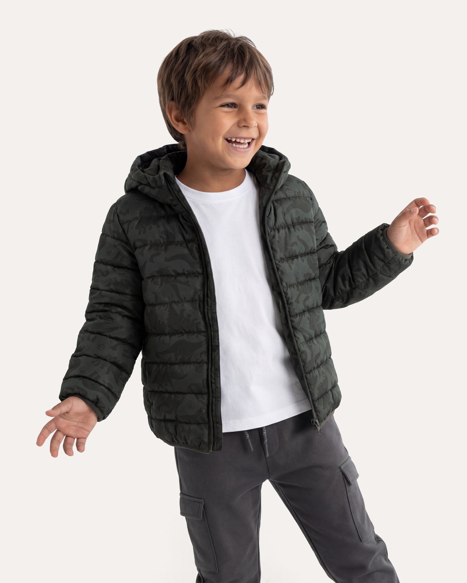 Jaqueta infantil puffer dinossauro 1-6A - verde | Universal