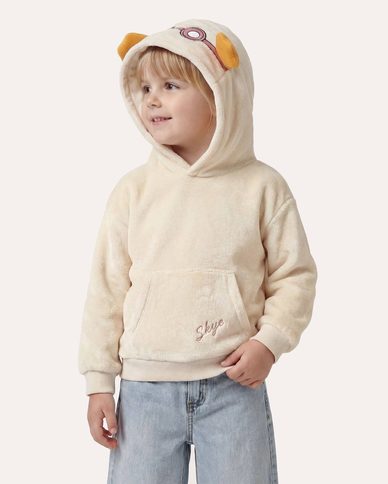 Blusa de fleece infantil com capuz Skye 1-6A - bege | Paramount
