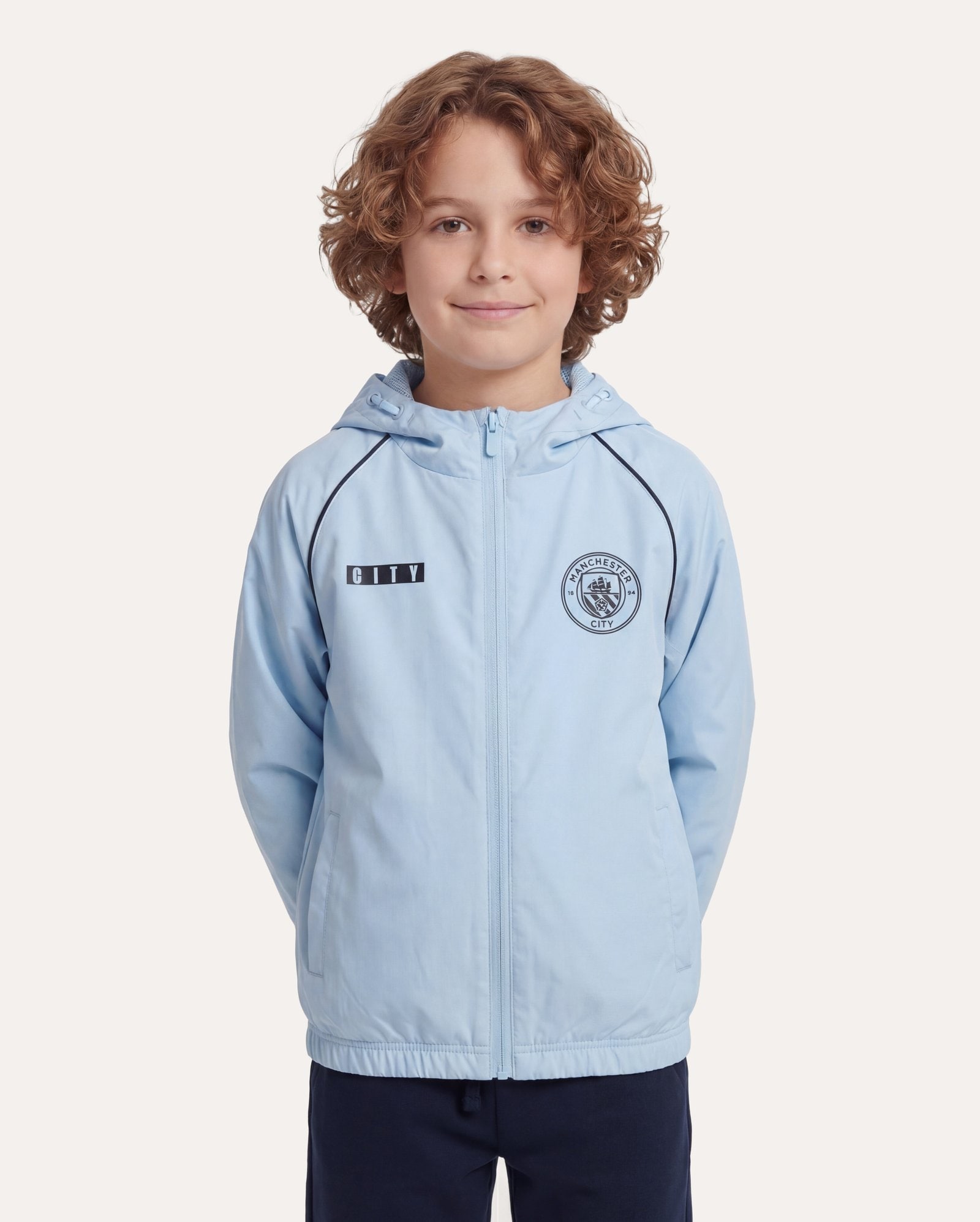Jaqueta infantil corta vento Manchester City 6-14A - azul
