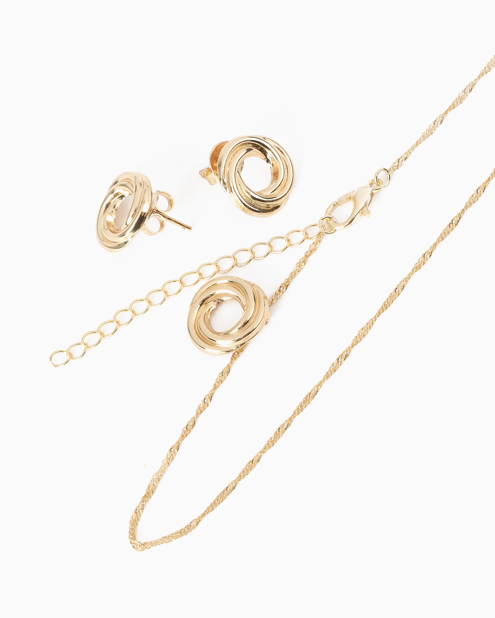 Kit colar feminino + brincos dourado
