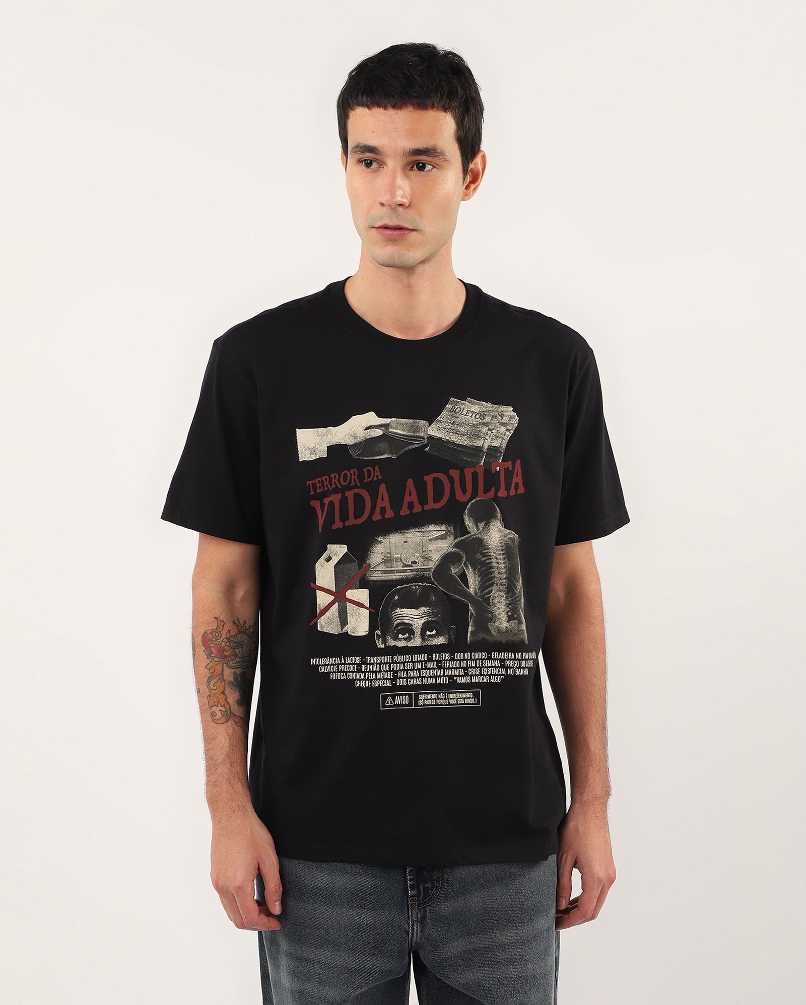 Camiseta masculina Terror da vida adulta - preta | FANLAB