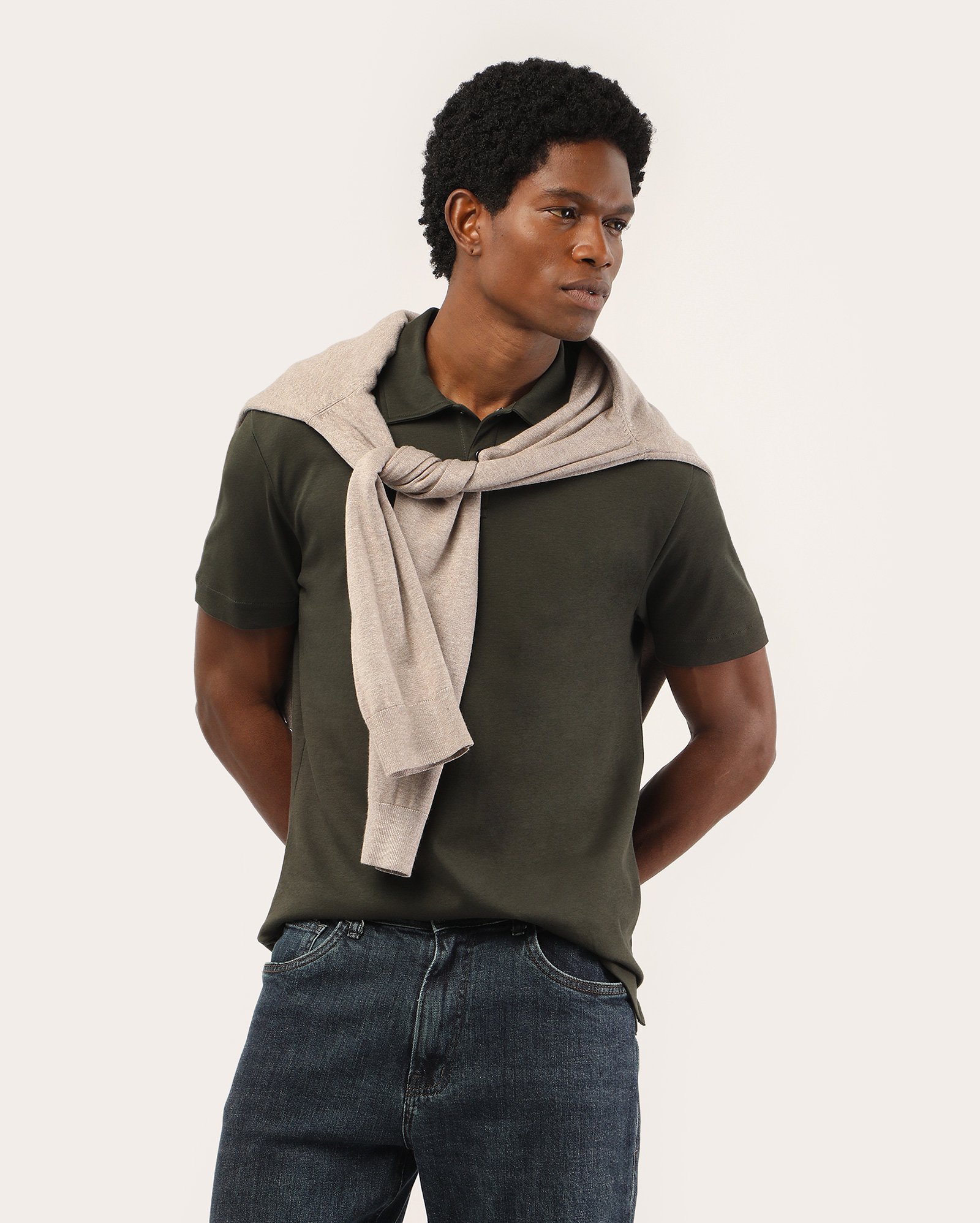 Polo masculina slim básica - Verde
