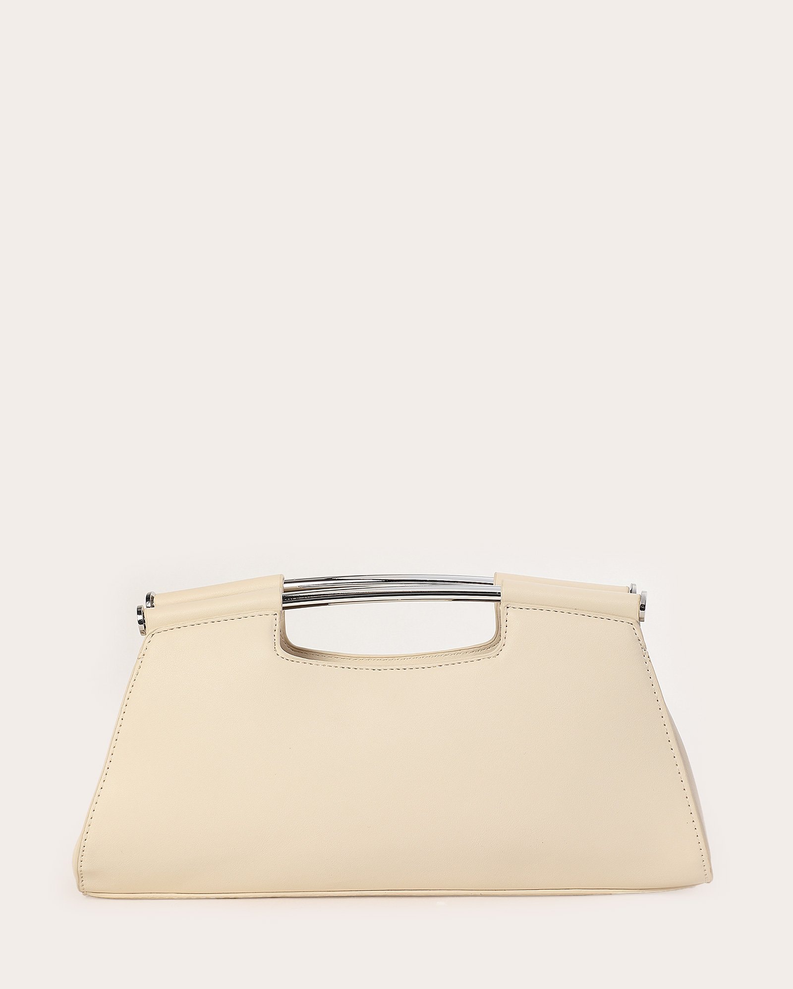Bolsa feminina clutch com alça metálica - Bege Claro