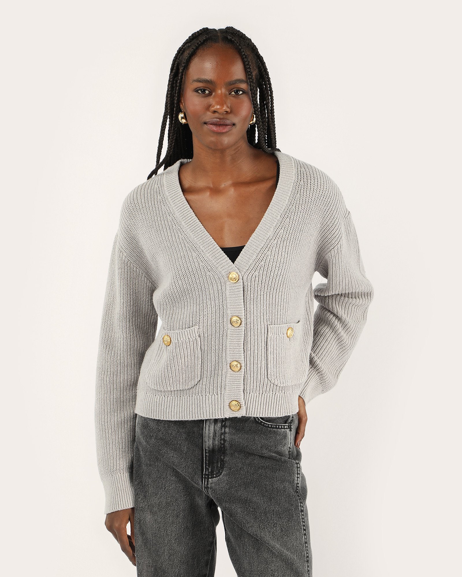 Riachuelo | Cardigan feminino de tricot canelado - cinza