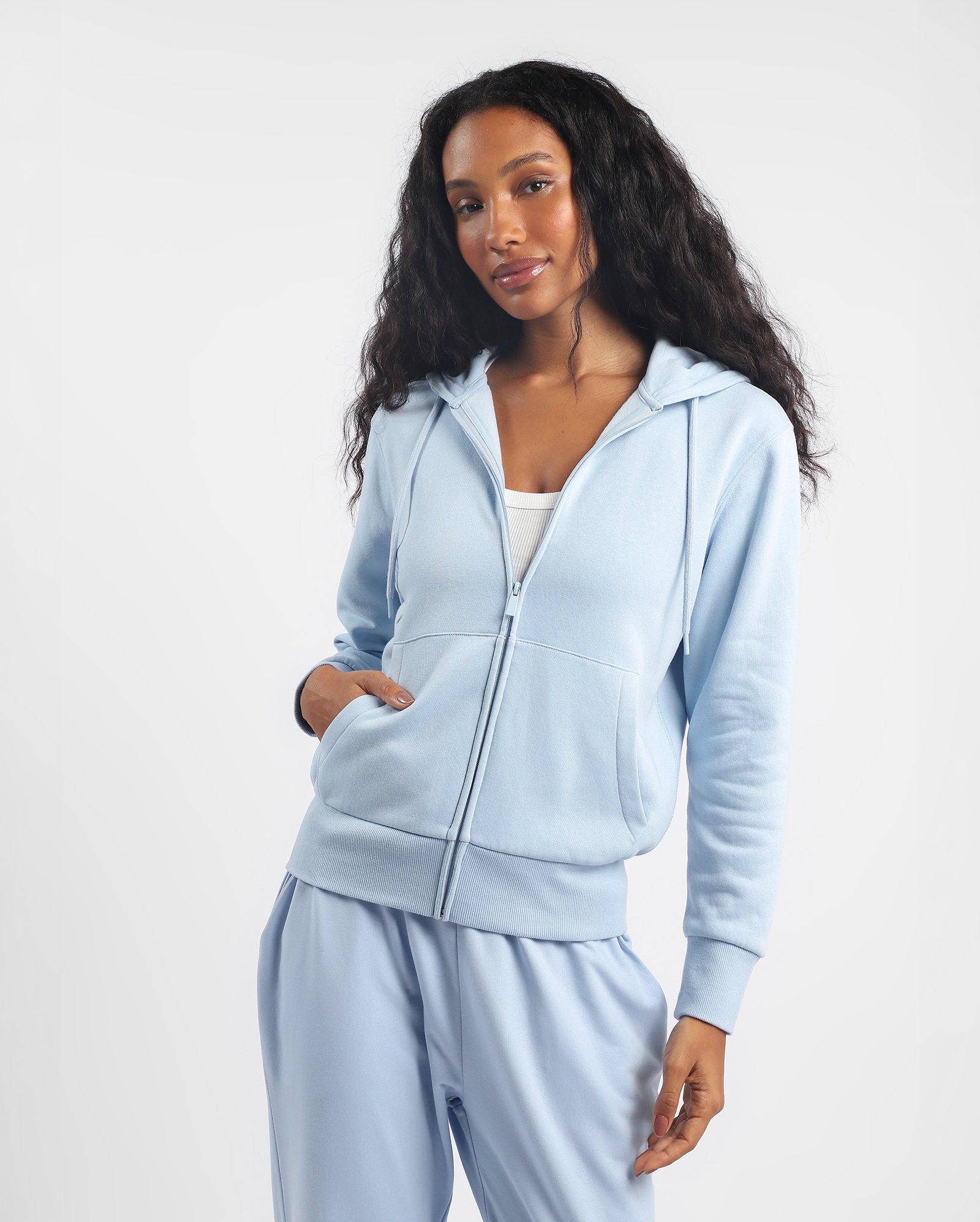 Blusa de moletom feminina regular - azul