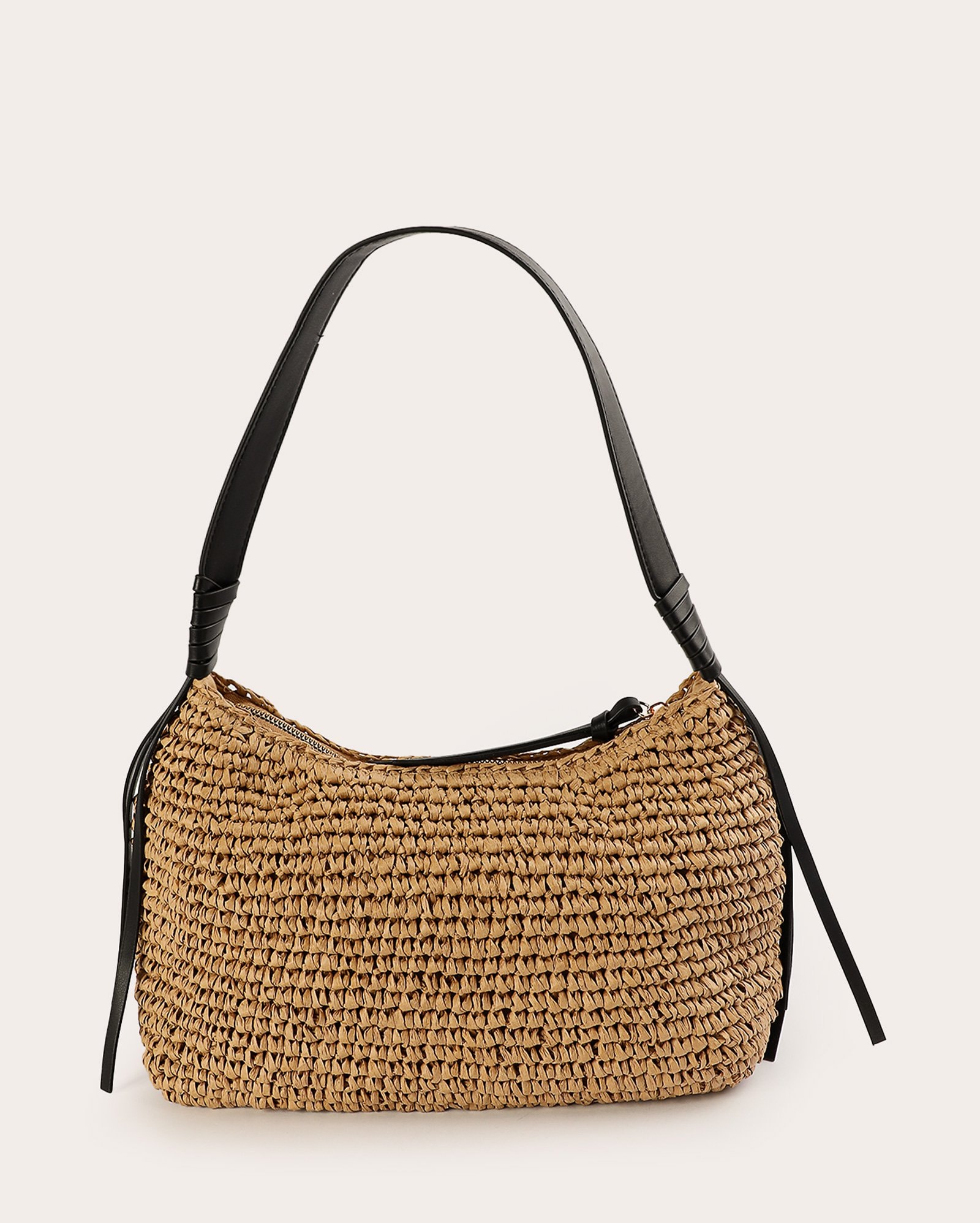Bolsa de ombro com fibras naturais - bege