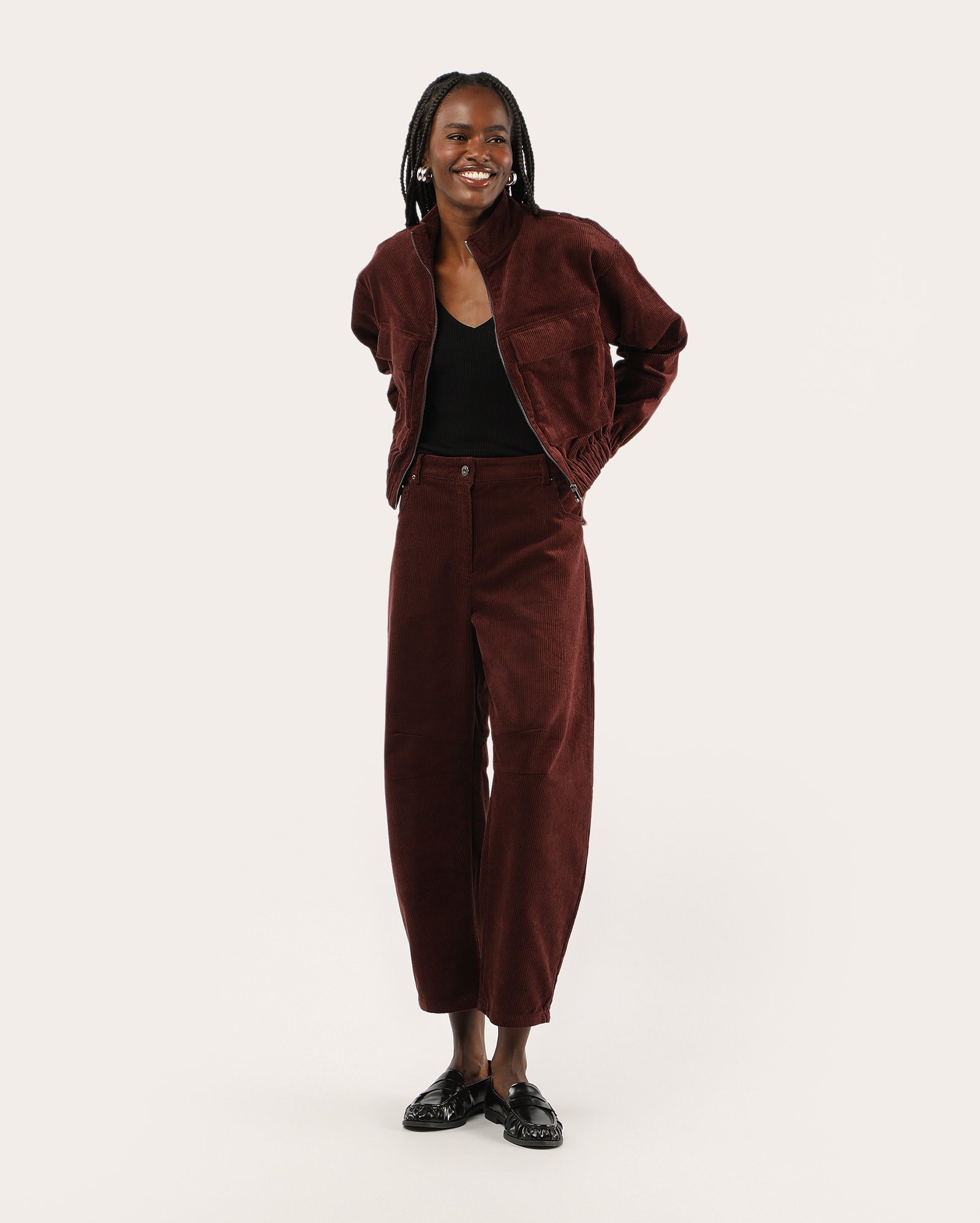 Riachuelo | Jaqueta cropped cargo veludo cotelê - vinho