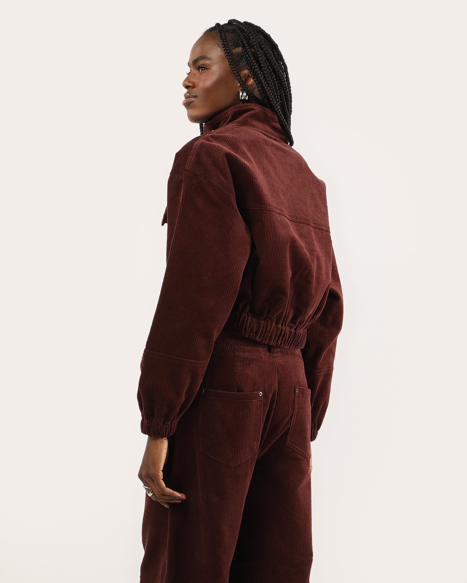 Riachuelo | Jaqueta cropped cargo veludo cotelê - vinho