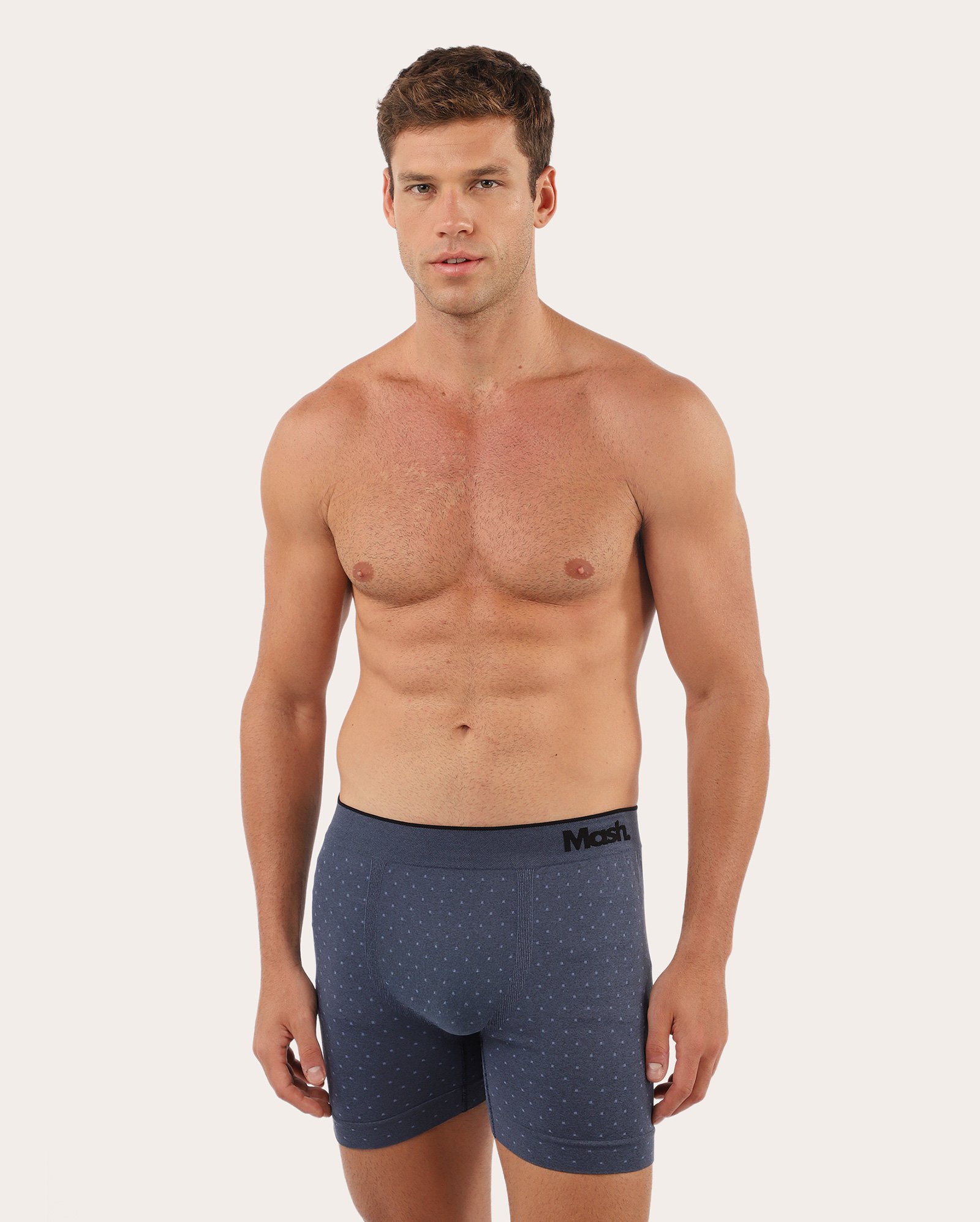 Cueca boxer masculina sem costura estampada - azul | Mash