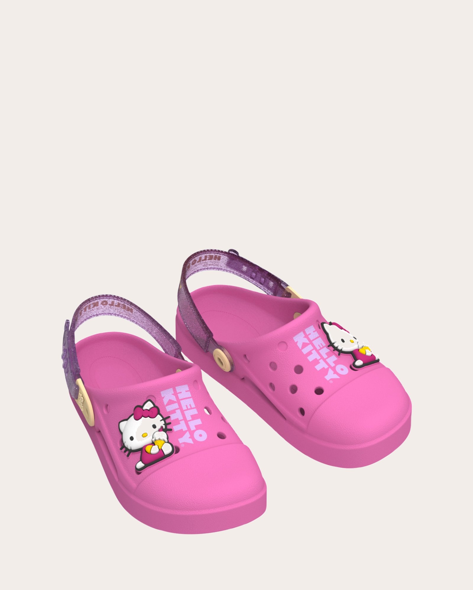 Sandália babuche infantil Hello Kitty com glitter rosa | Grendene