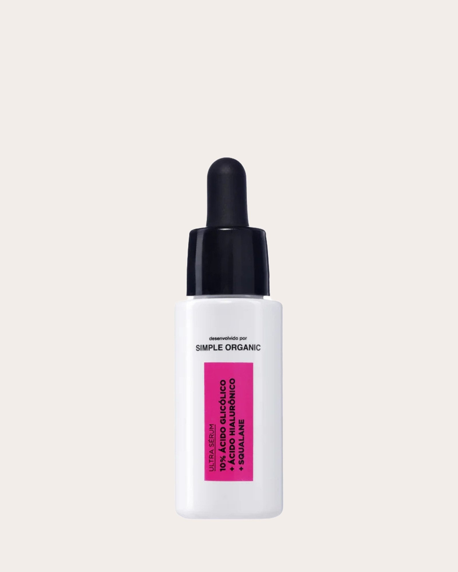Ultra sérum facial 10% Ácido Glicólico + Ácido Hialurônico + Squalane 30ml | Simple Organic