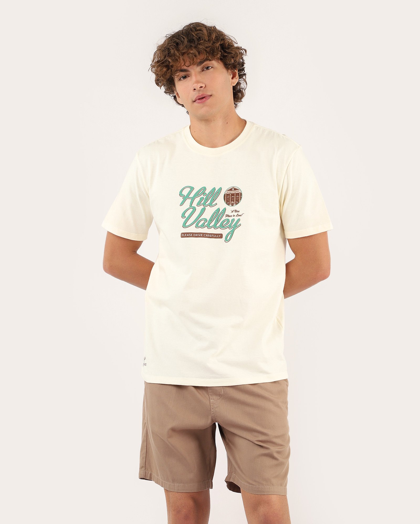 Camiseta masculina regular Back to the Future - bege | FANLAB