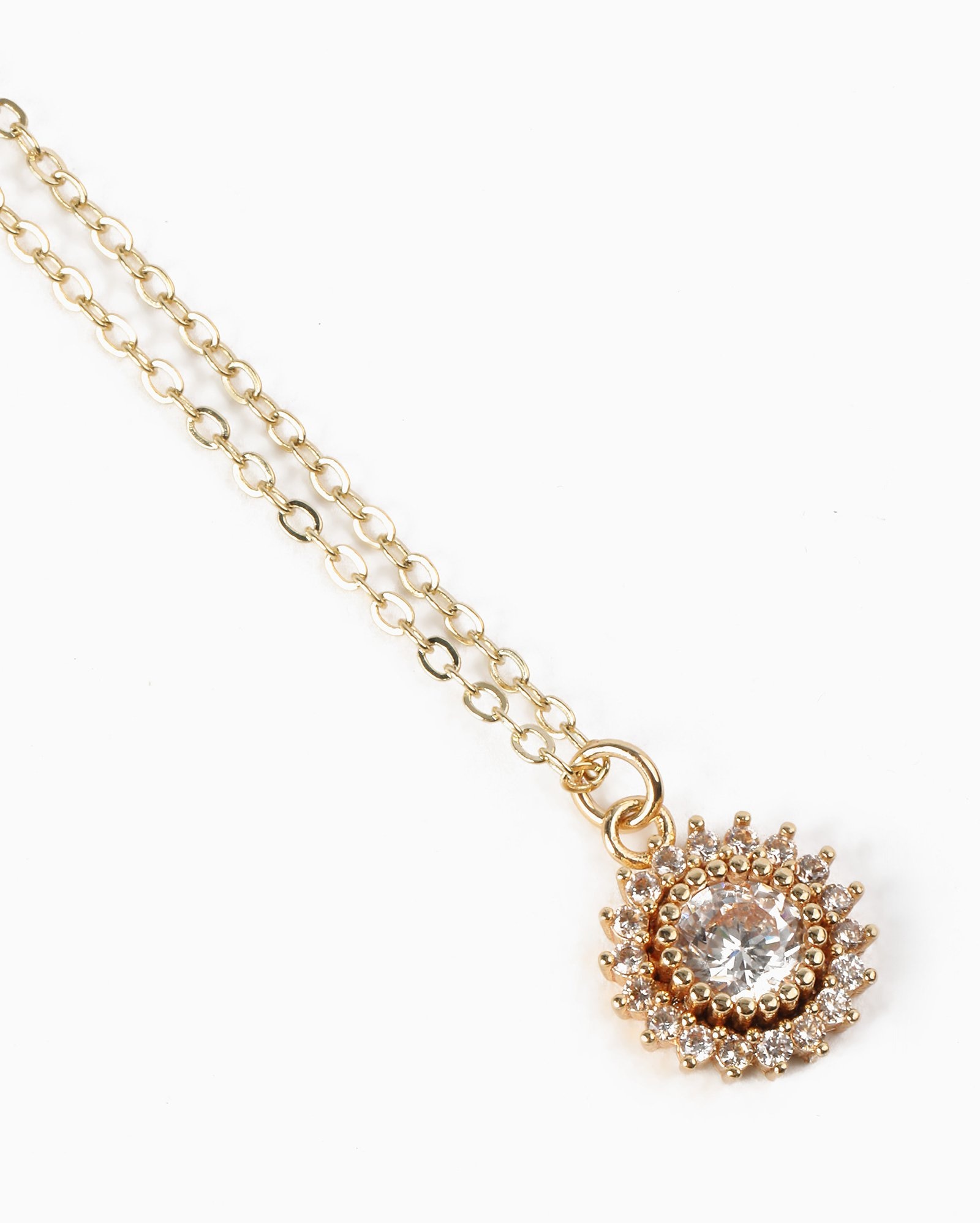 Colar feminino com pingente cravejado - dourado
