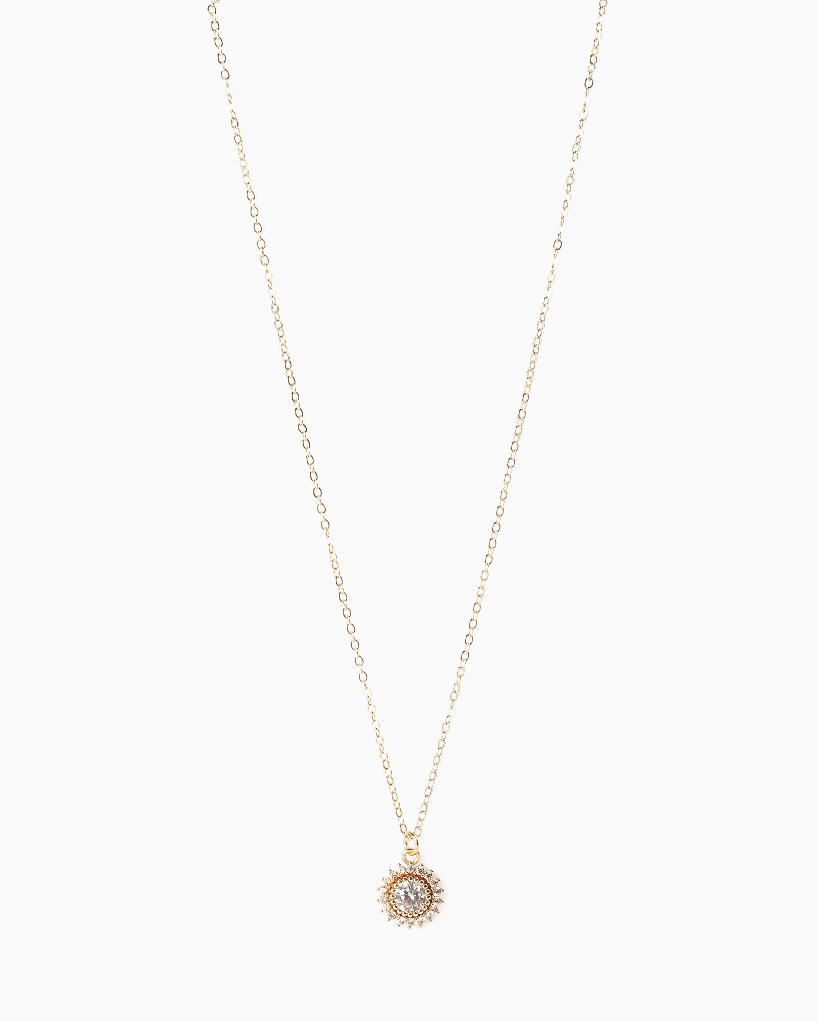 Colar feminino com pingente cravejado - dourado