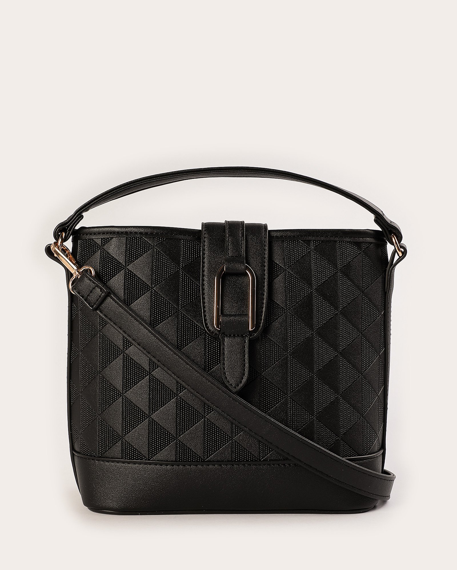 Bolsa feminina bucket transversal monograma - Preto