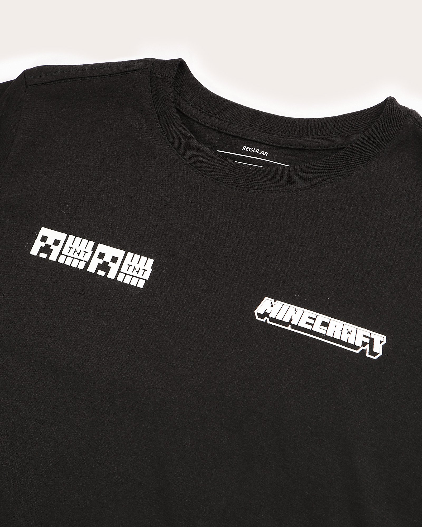 Camiseta juvenil regular TNT e creeper - preta | Minecraft
