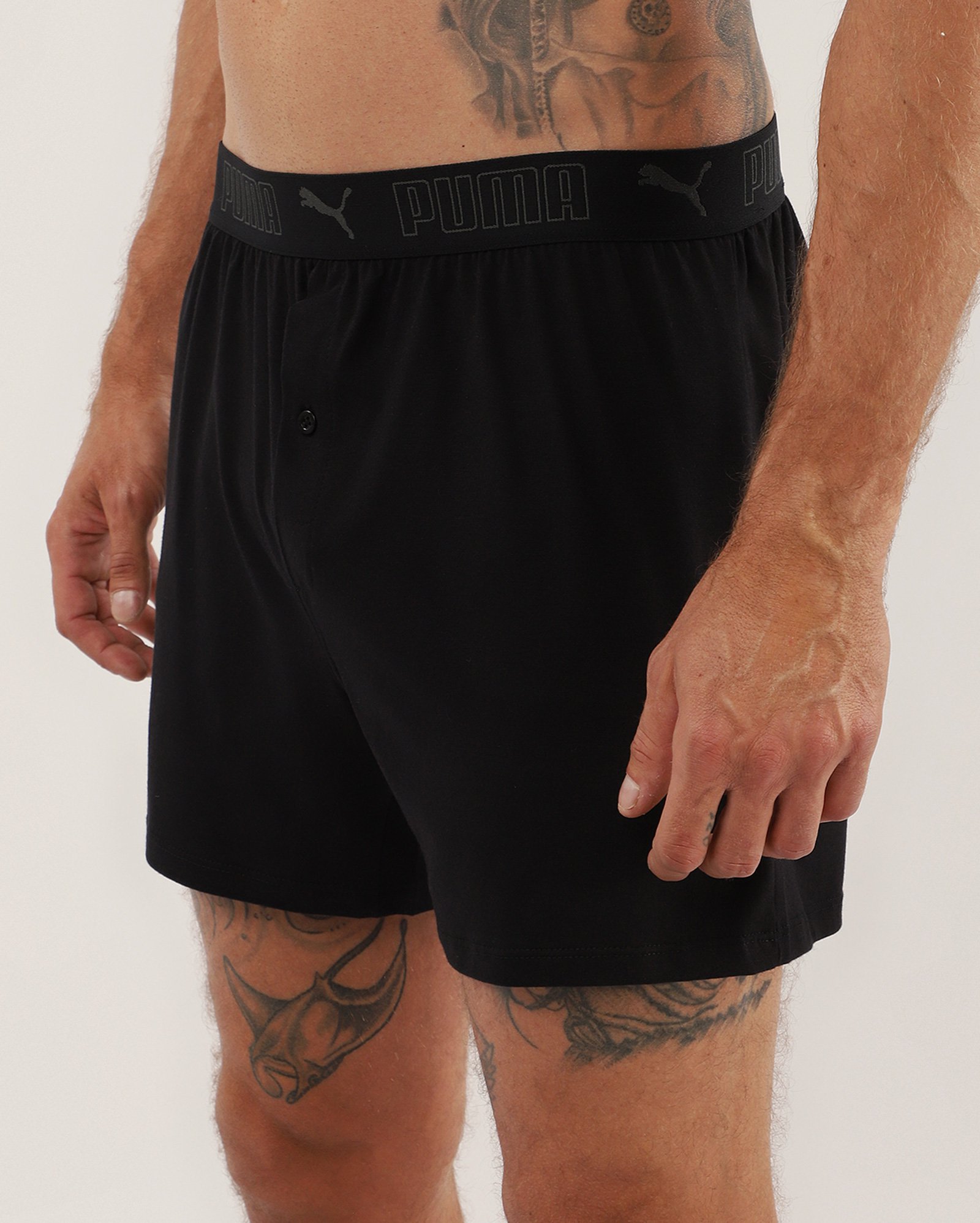 Cueca samba canção com botão e cós elástico preta | Puma