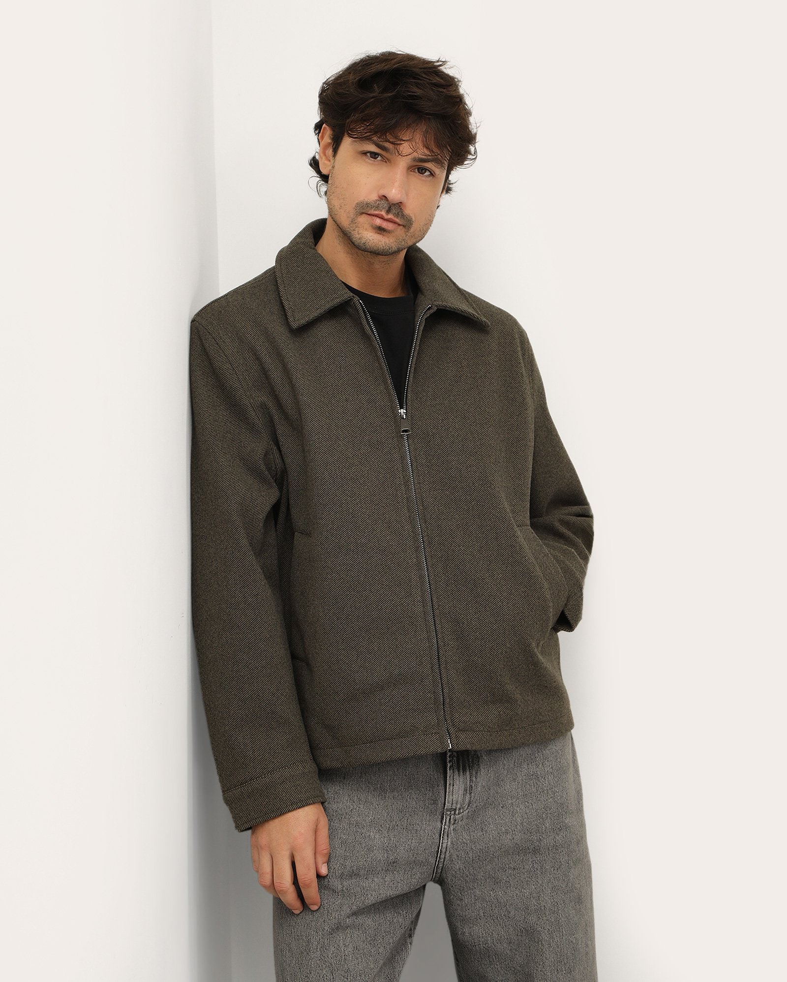 Jaqueta masculina texturizada - marrom