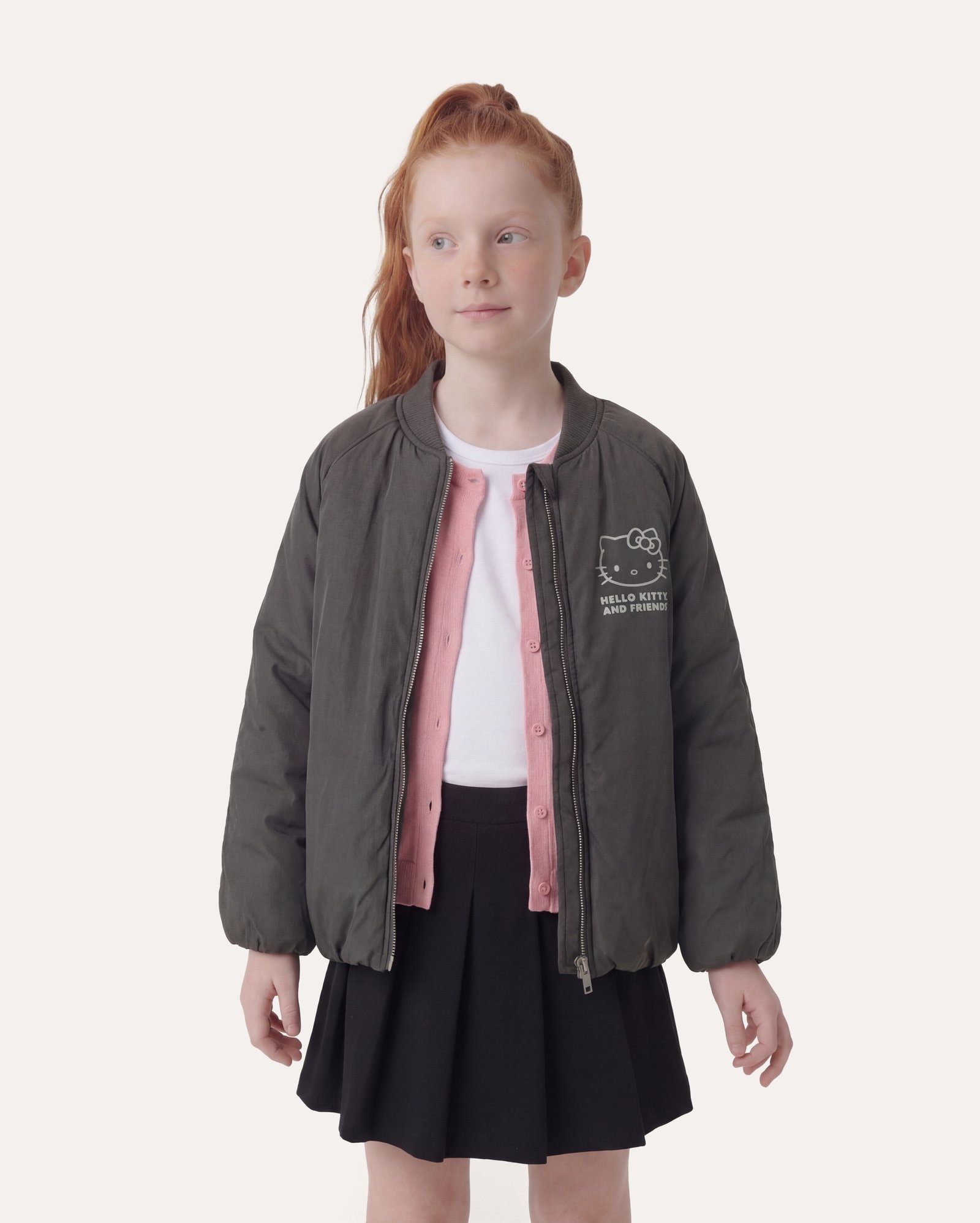 Jaqueta puffer infantil Hello Kitty 6-14A - cinza | Sanrio