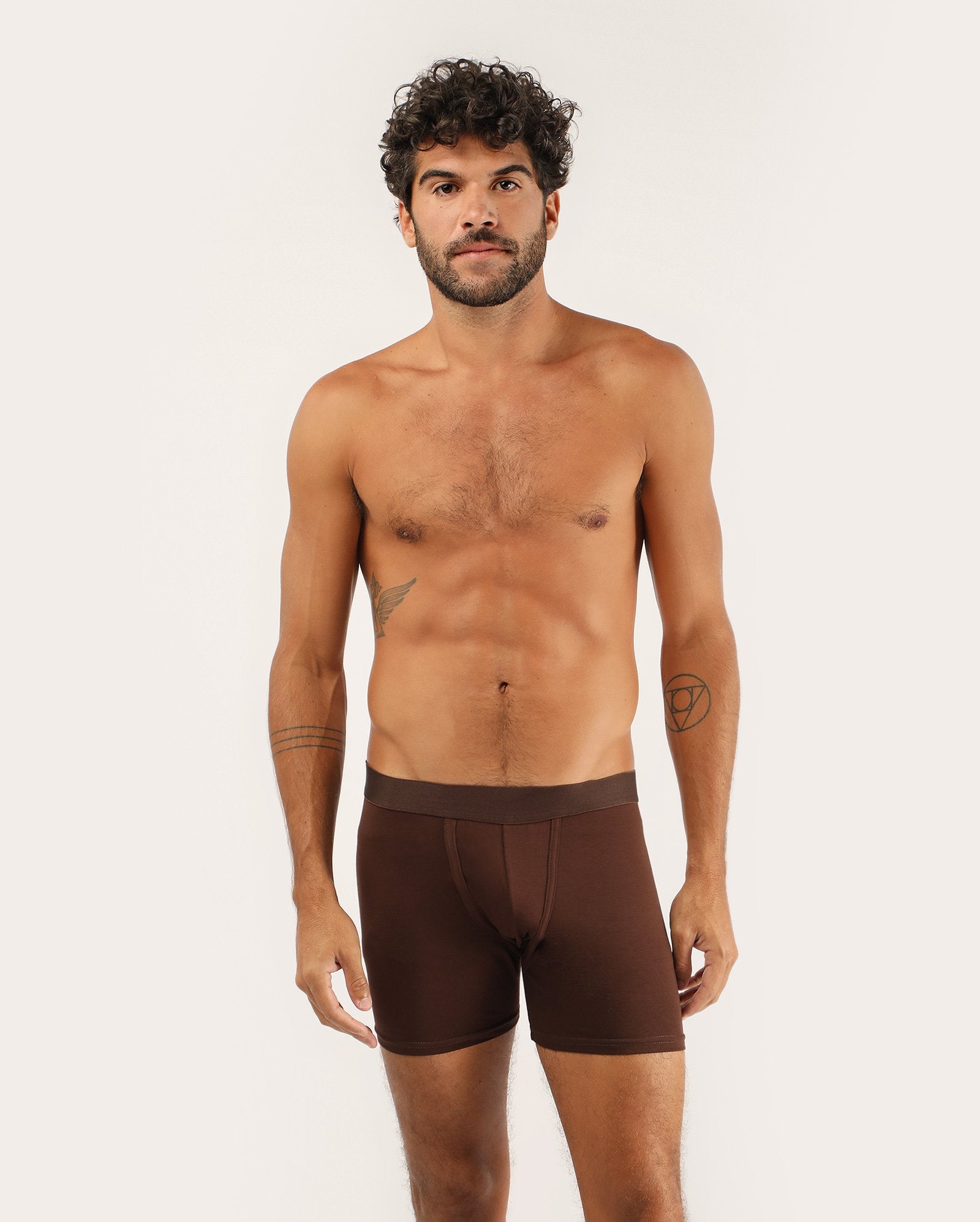 Cueca boxer algodão egípcio - marrom