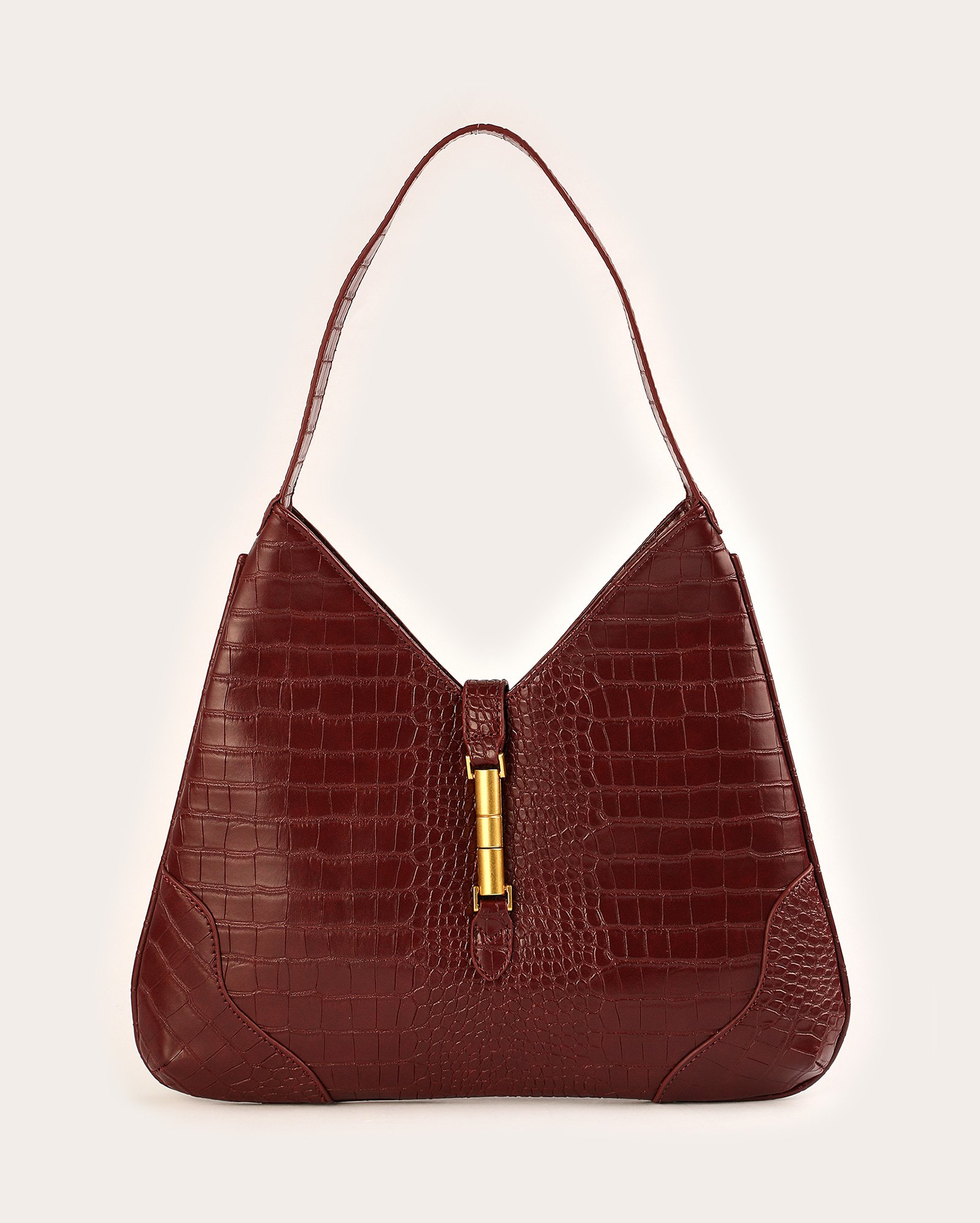 Bolsa feminina M shoulder croco - Vermelho Escuro
