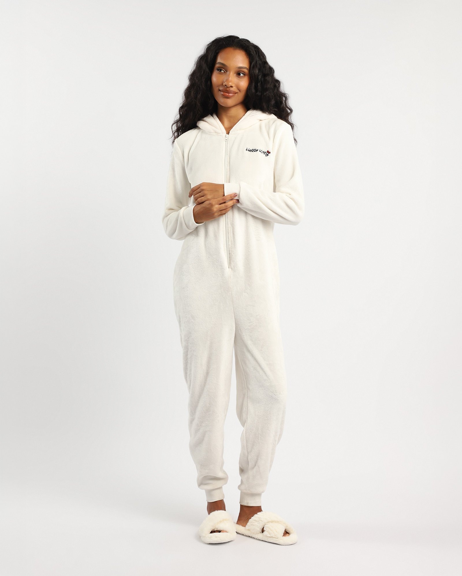 Macacão pijama feminino peluciado Hello Kitty - branco | Sanrio