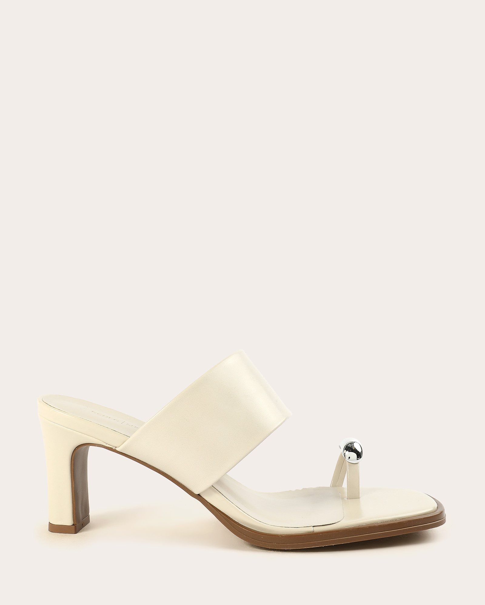 Tamanco tira larga com alça dedo - Off-white