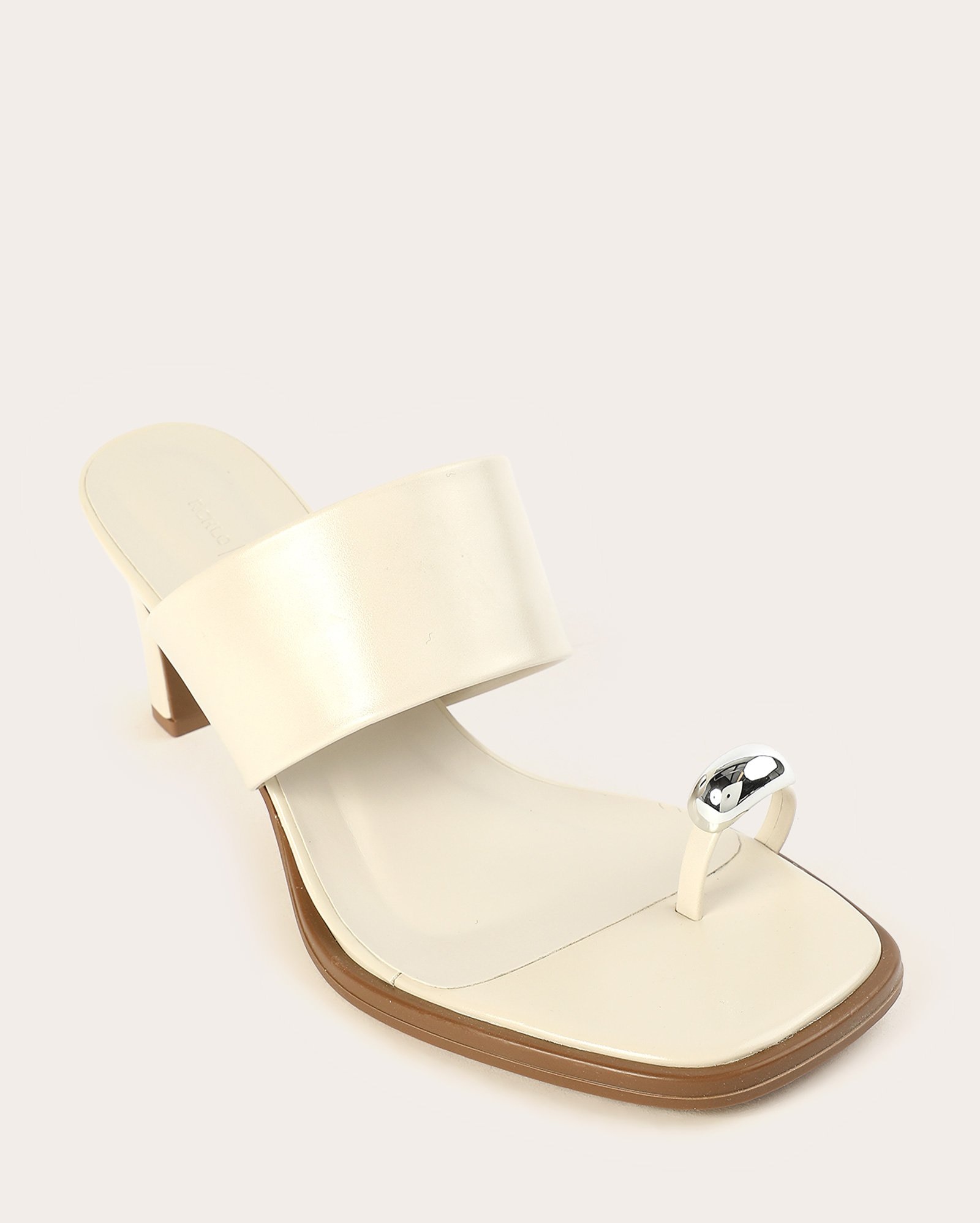 Tamanco tira larga com alça dedo - Off-white