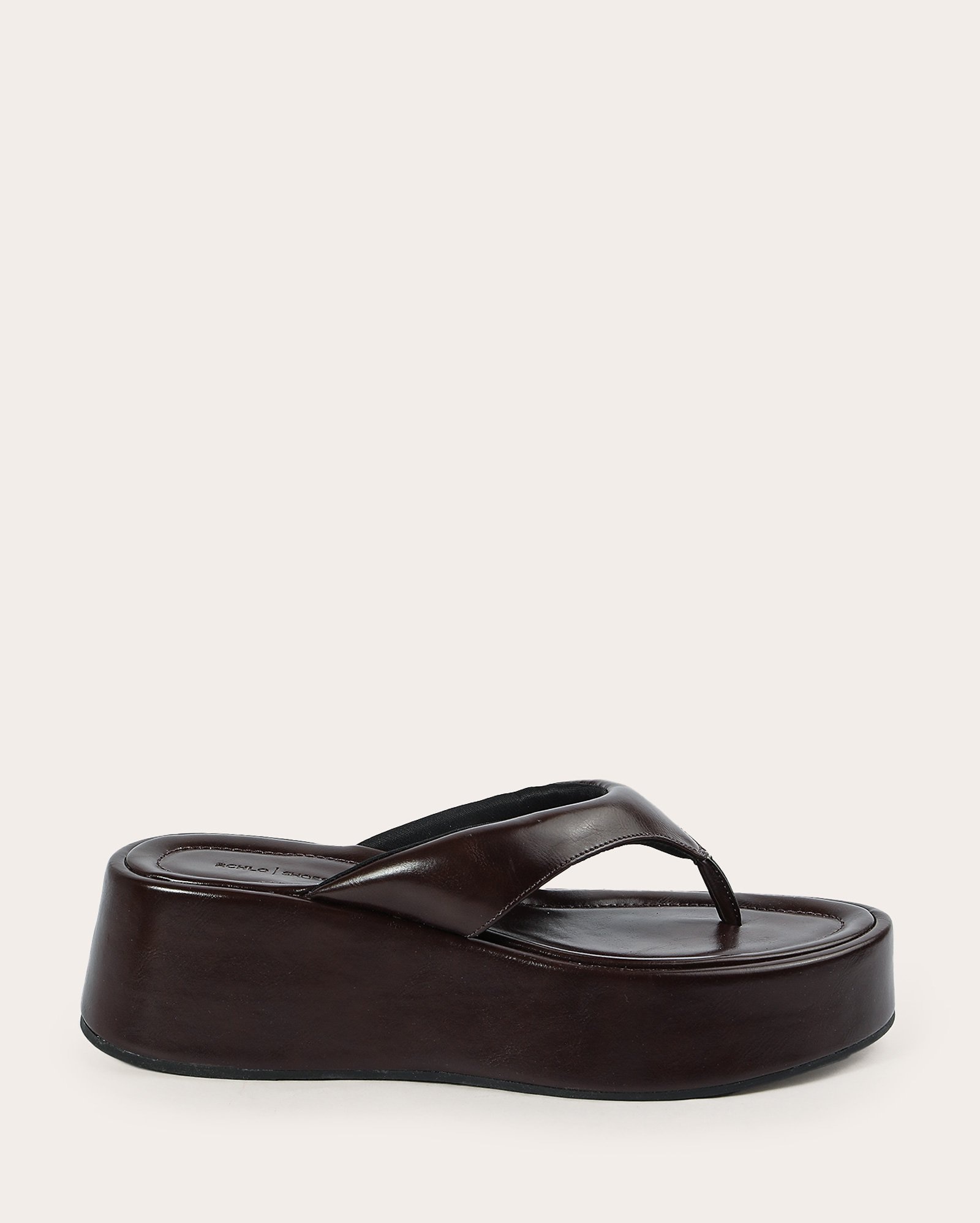 Tamanco flatform entrededo acolchoado - marrom