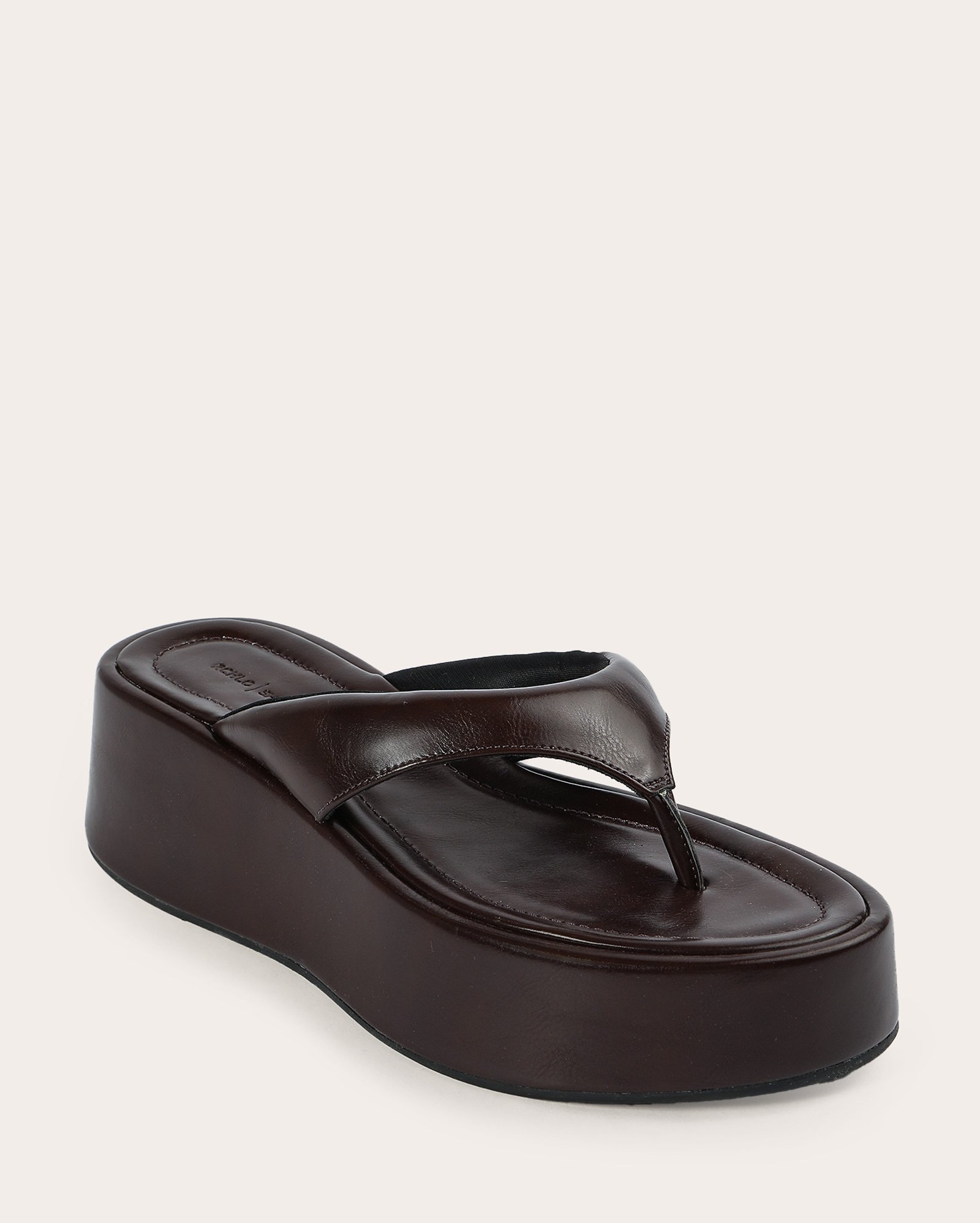 Tamanco flatform entrededo acolchoado - marrom