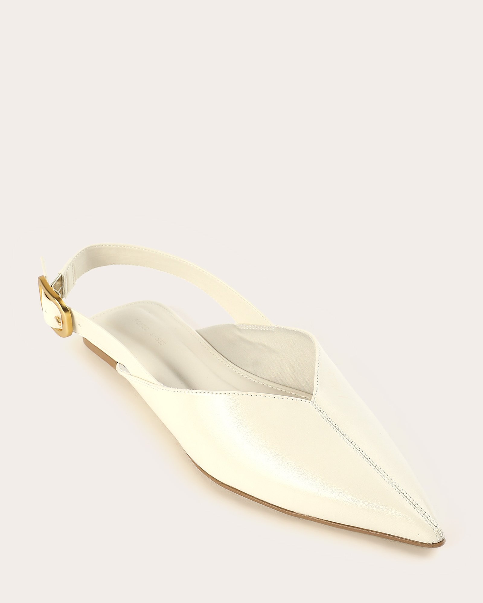 Sapatilha feminina slingback bico fino e fivela  - Off-white