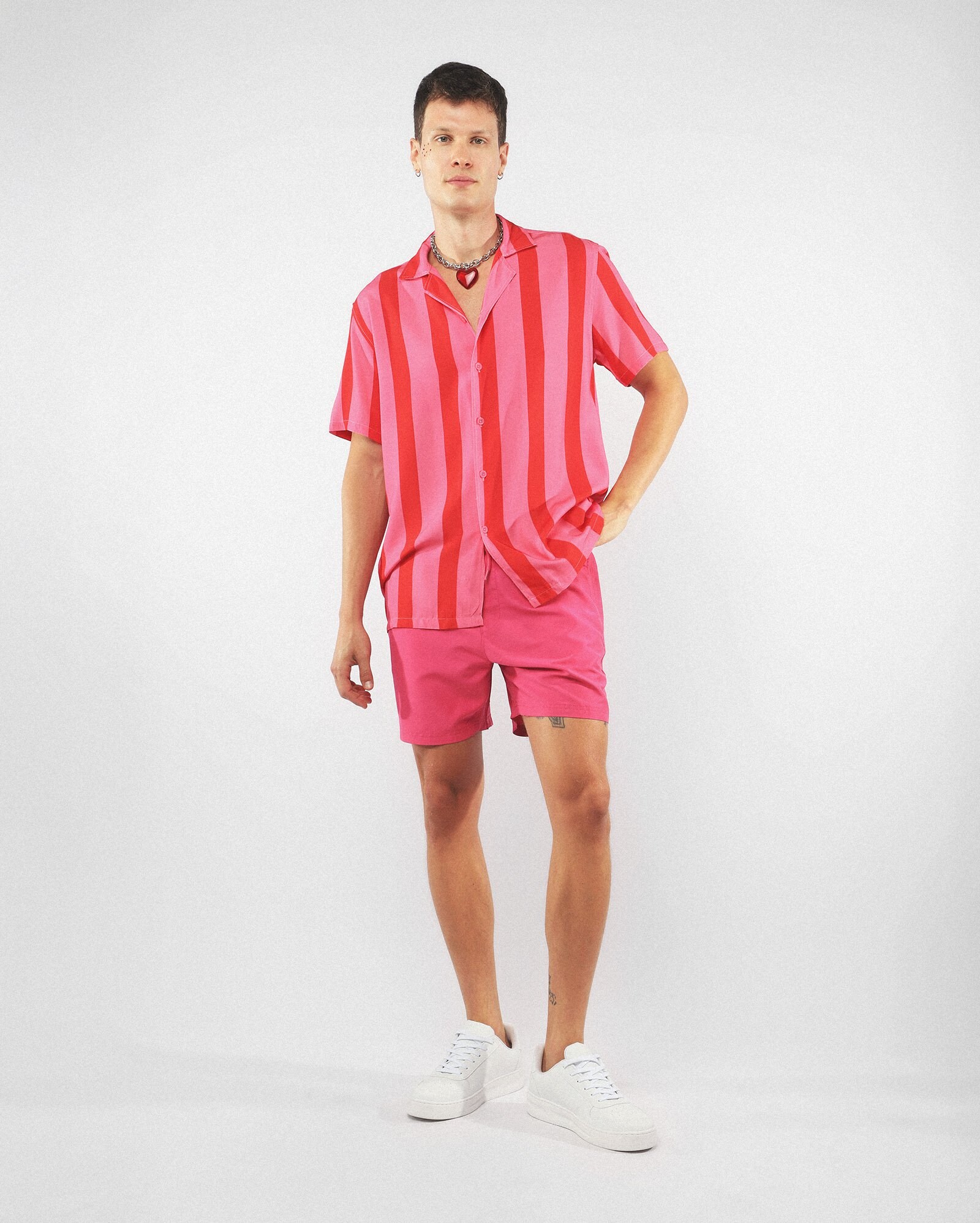 Camisa masculina bowling listrada - rosa — foto 2