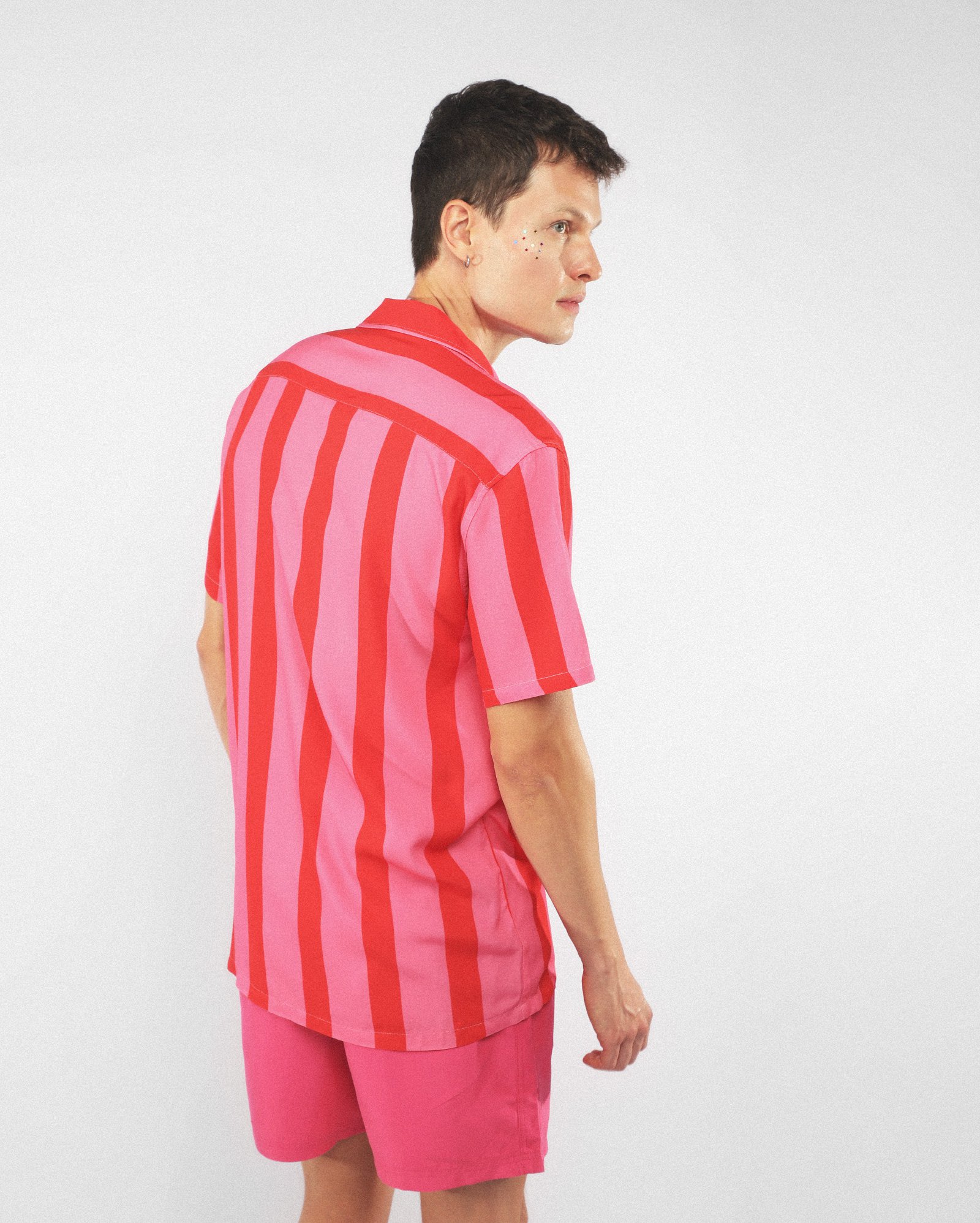 Camisa masculina bowling listrada - rosa — foto 4