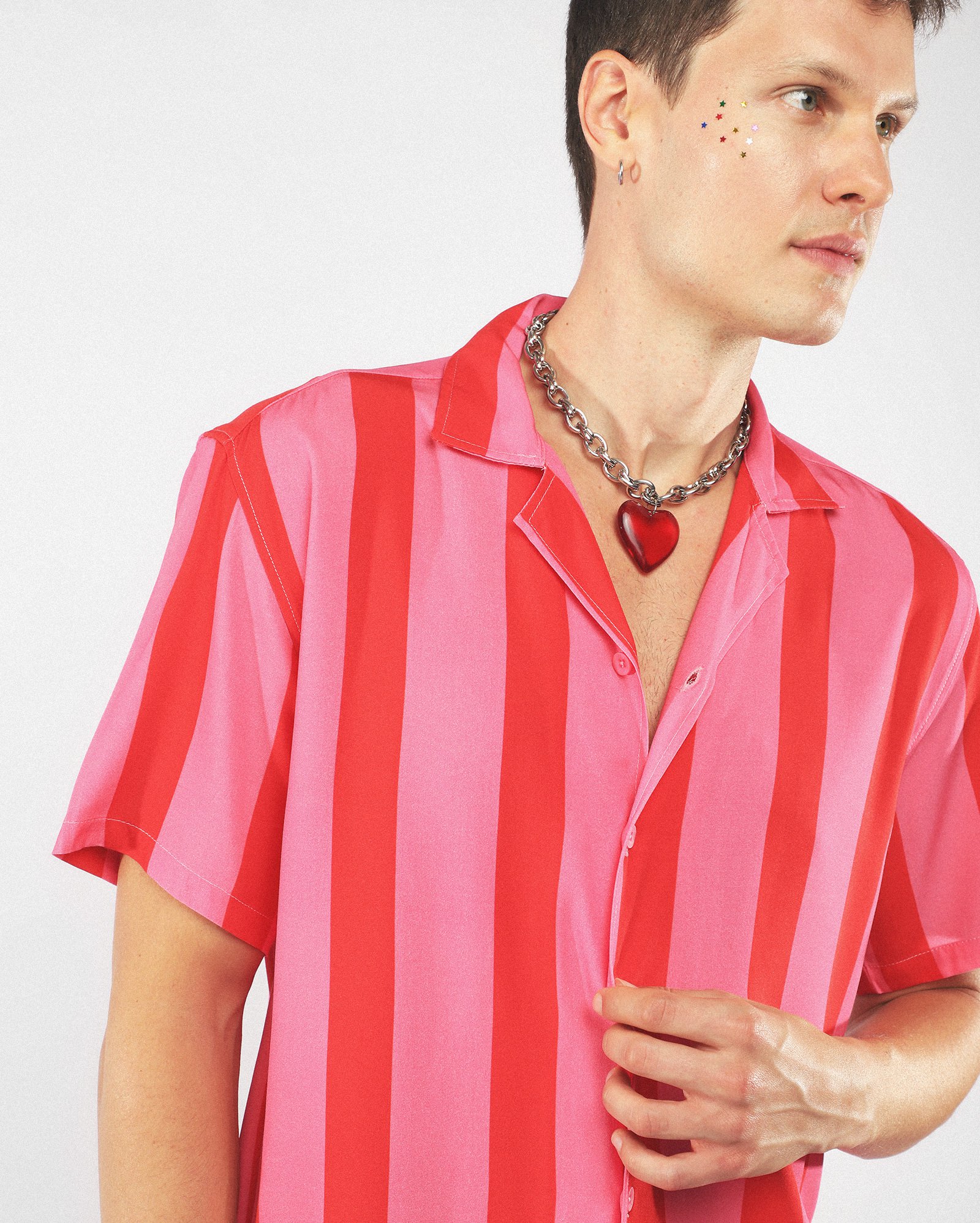 Camisa masculina bowling listrada - rosa — foto 3