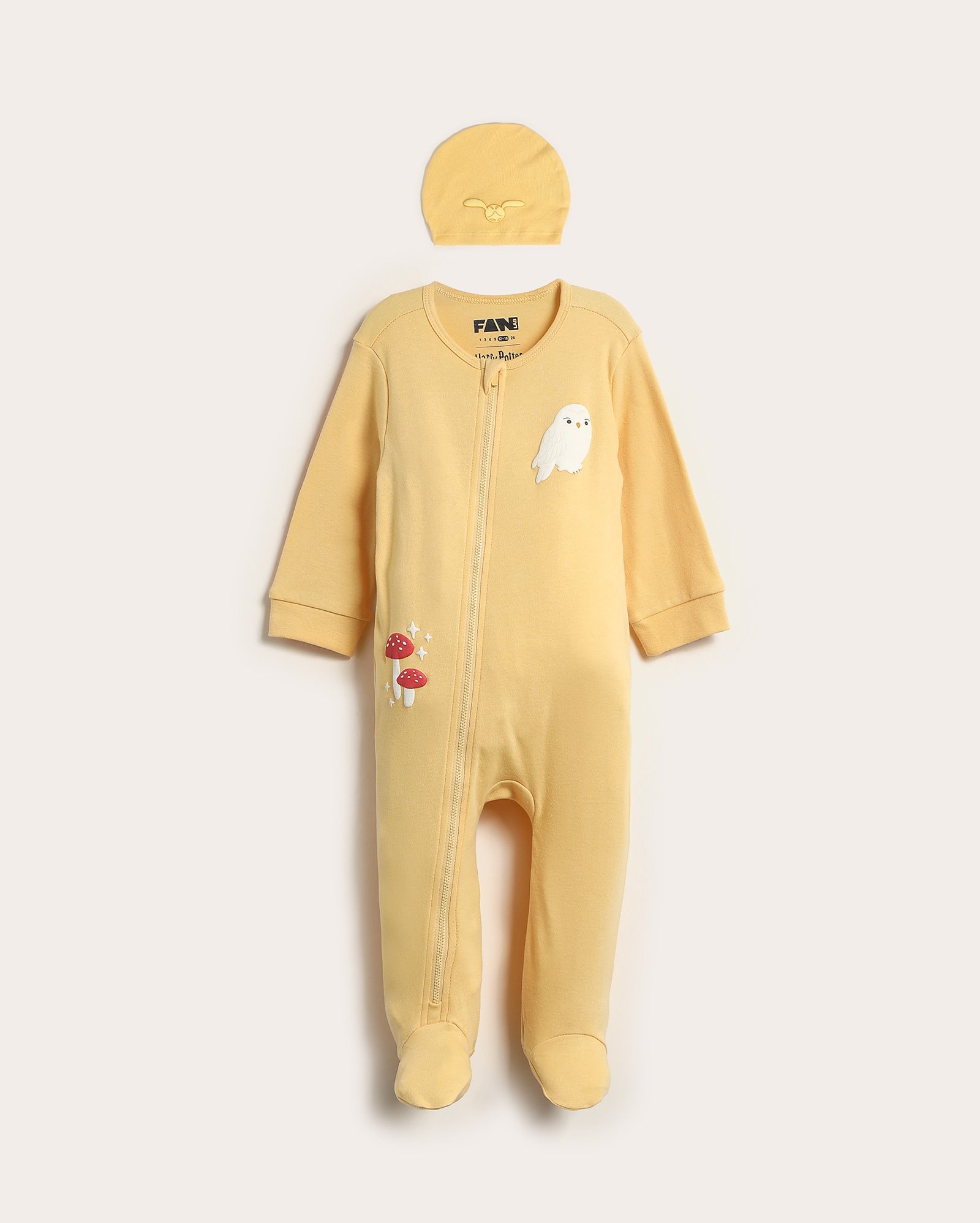Macacão bebê Harry Potter com touca - amarelo | FANLAB