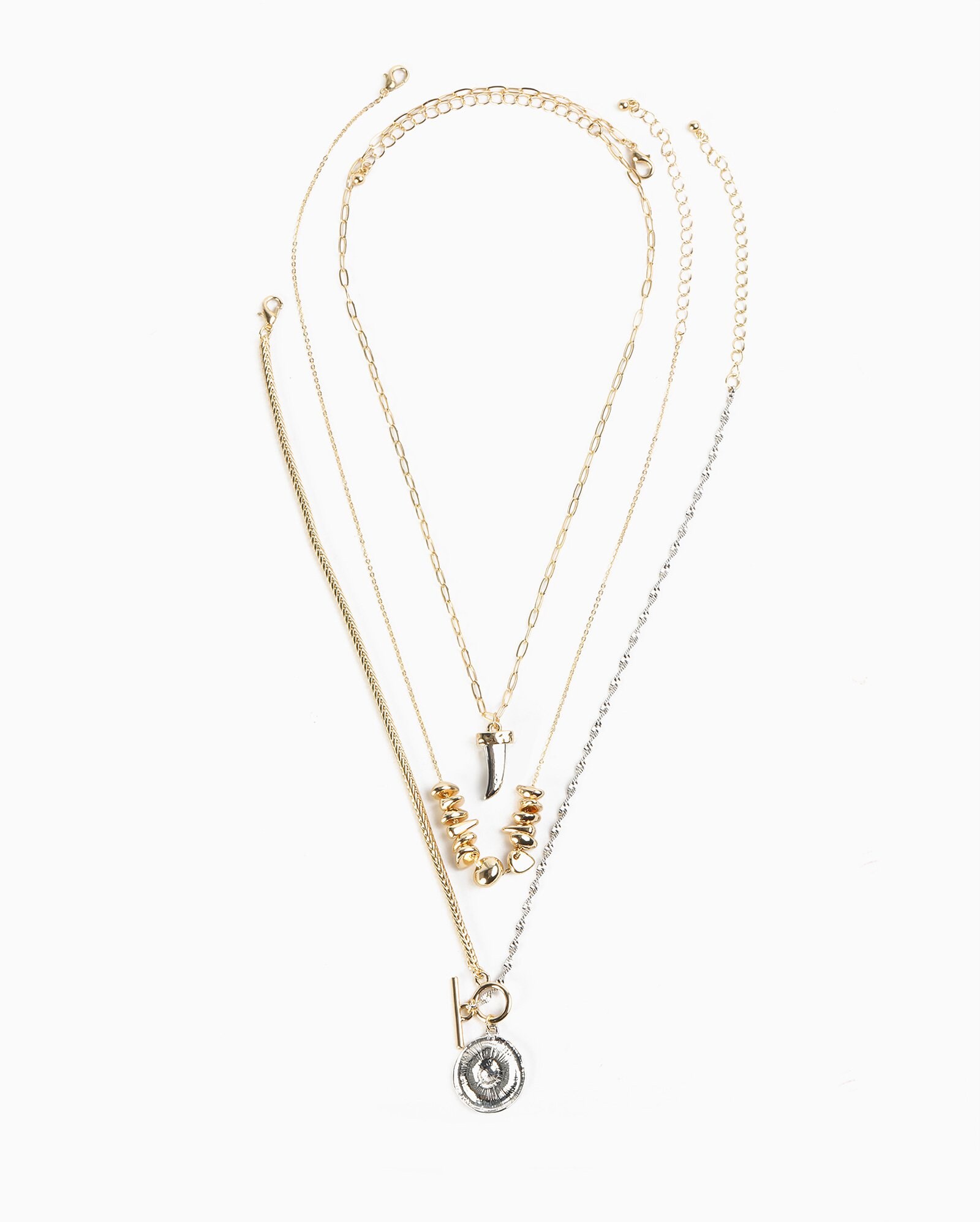 Kit colar feminino 3 peças com pingente - multicor