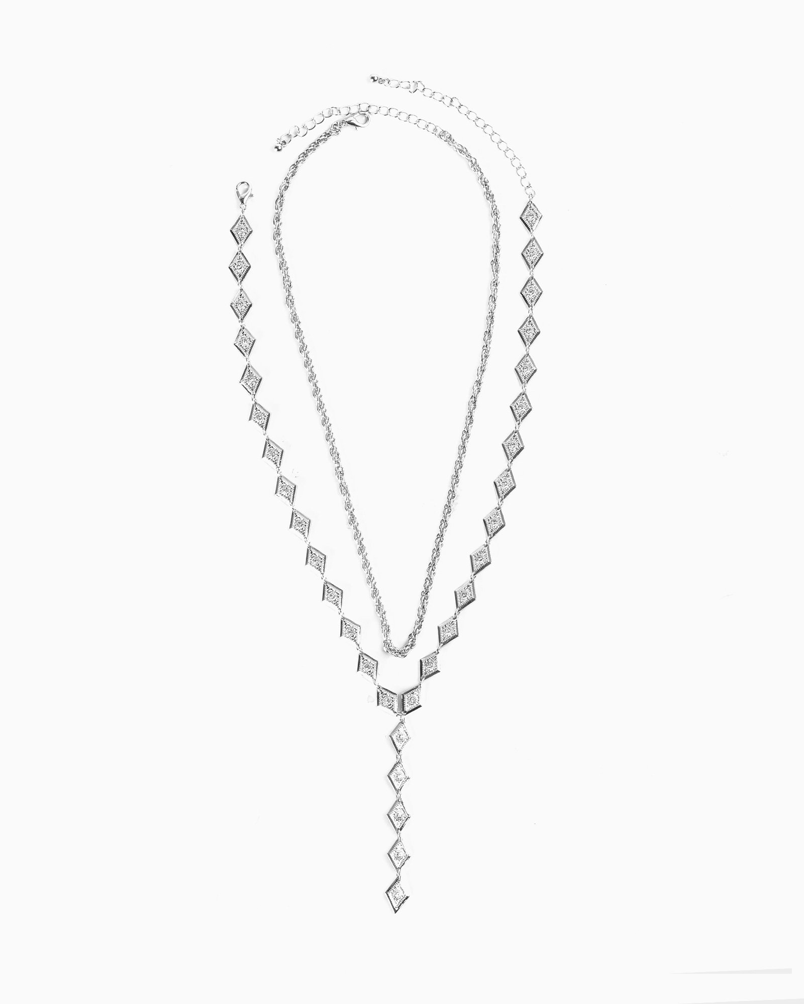 colar feminino detalhe geométrico - prata