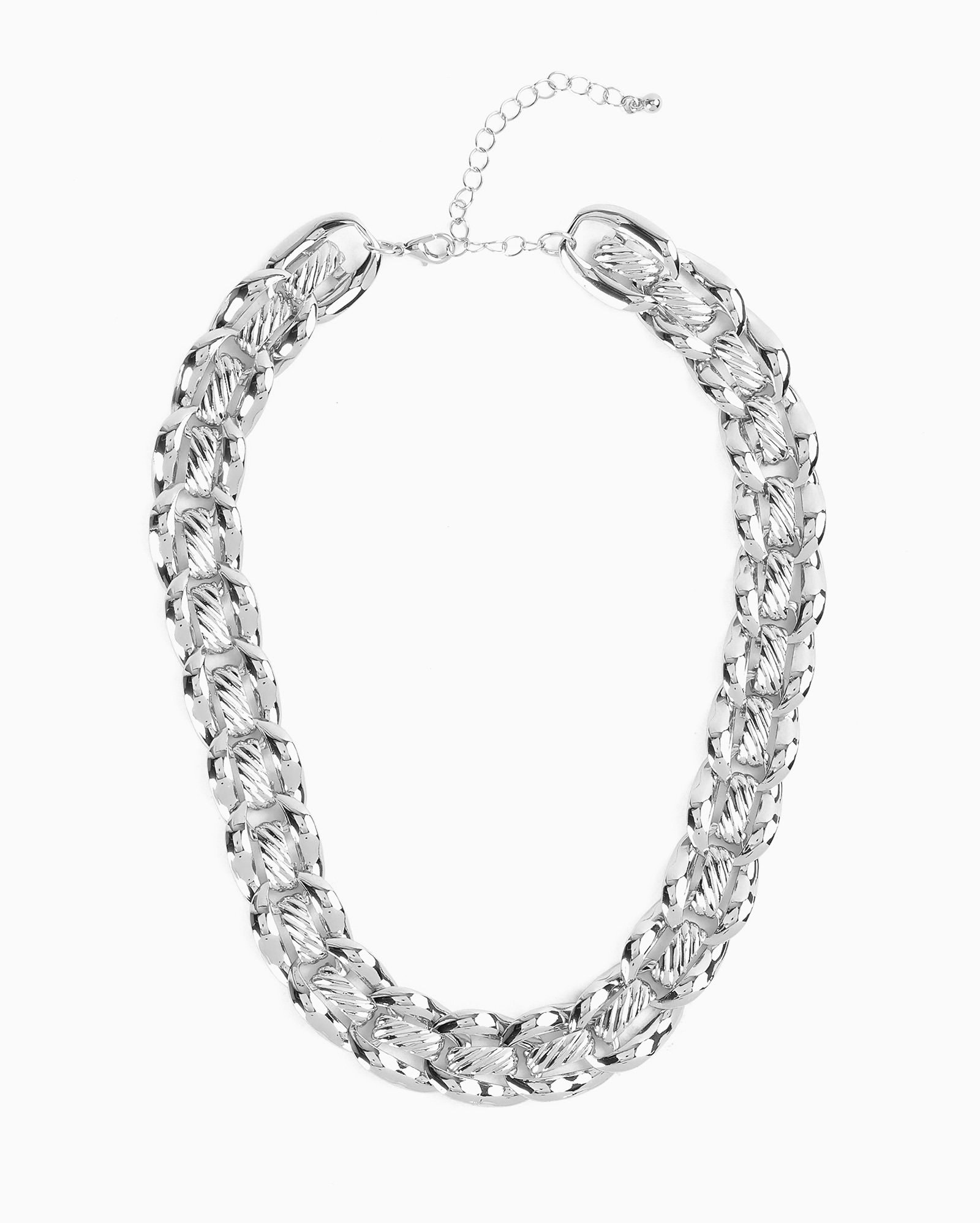 Colar feminino corrente com elos - prata