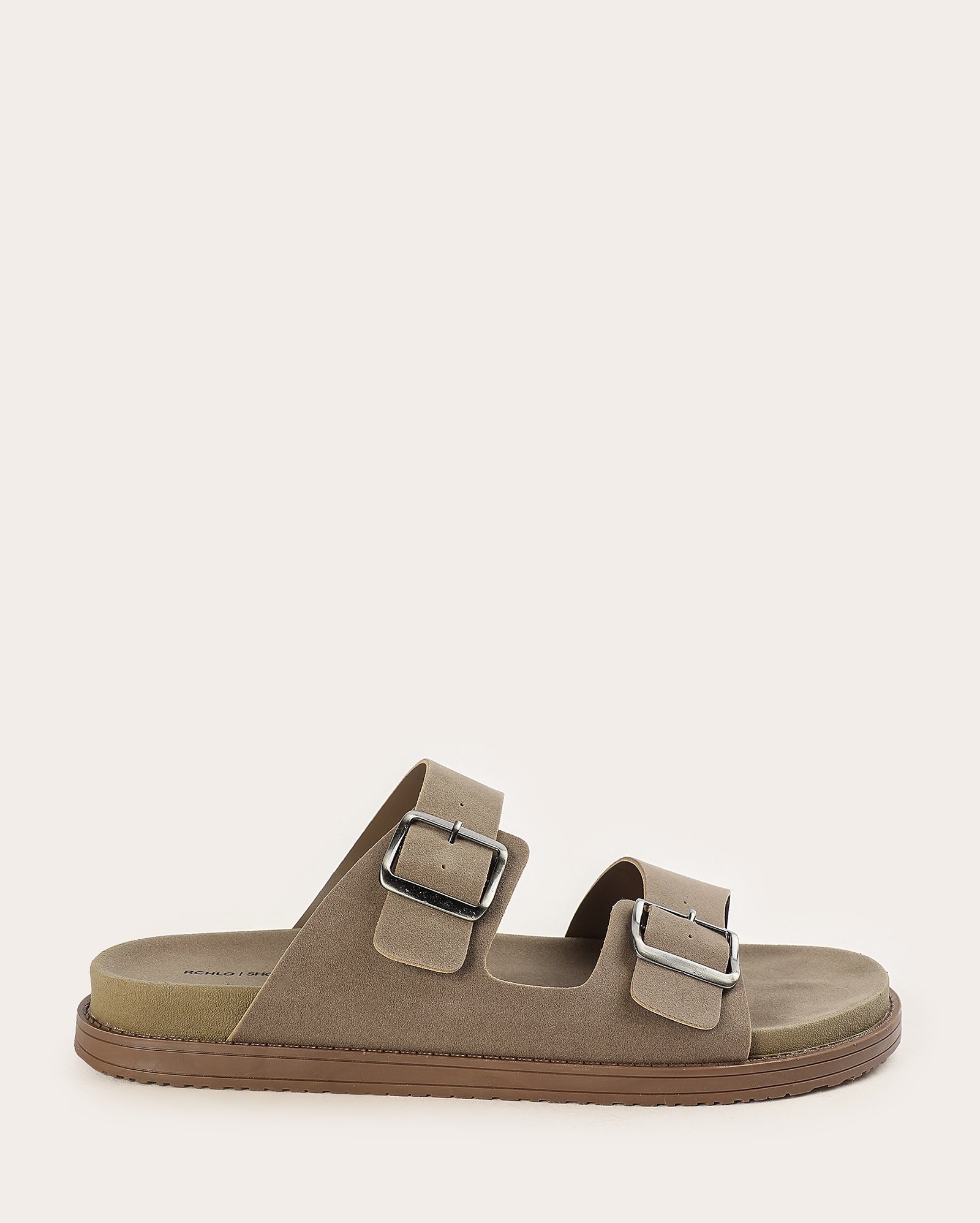Sandália papete masculina com fivelas - marrom