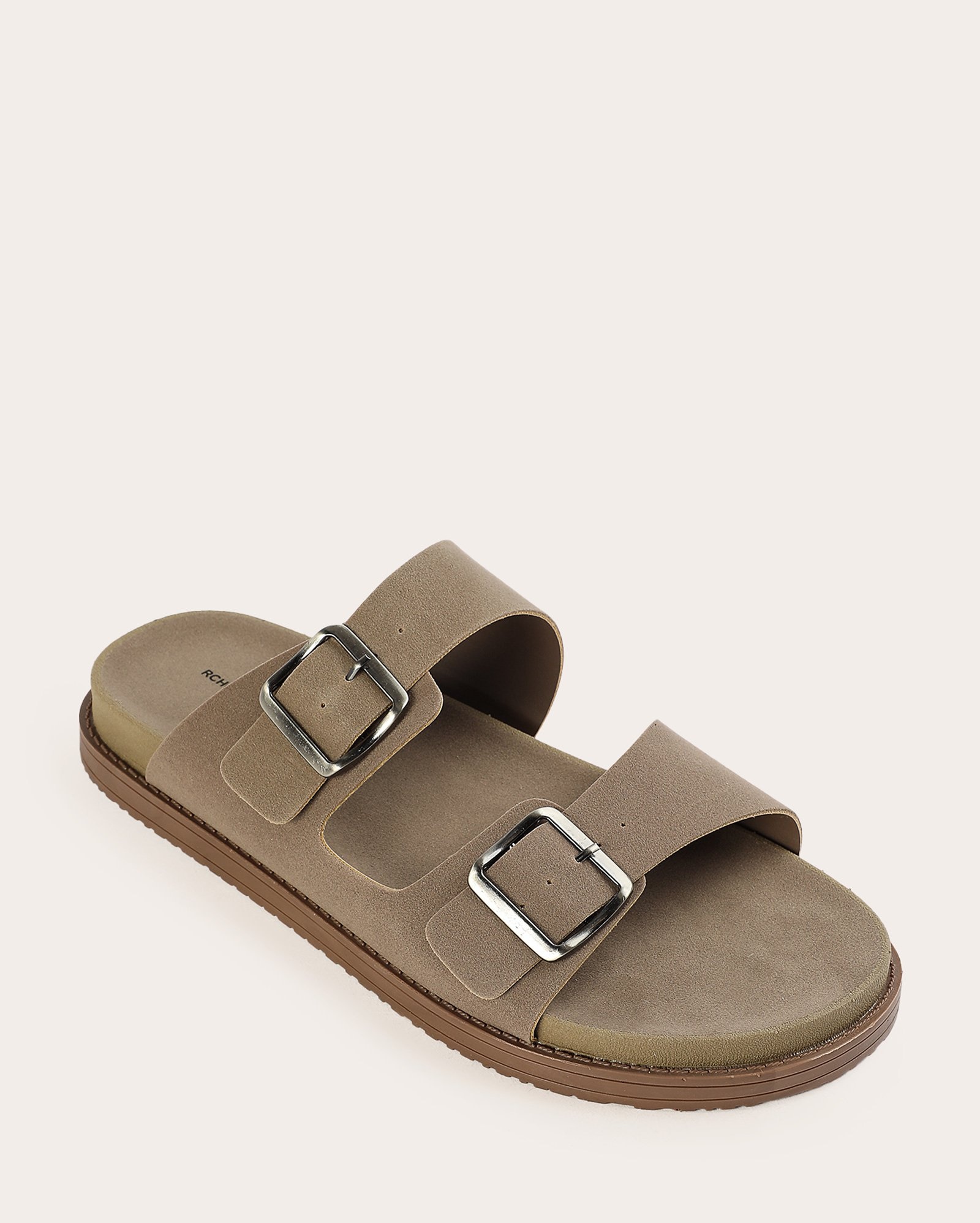 Sandália papete masculina com fivelas - marrom
