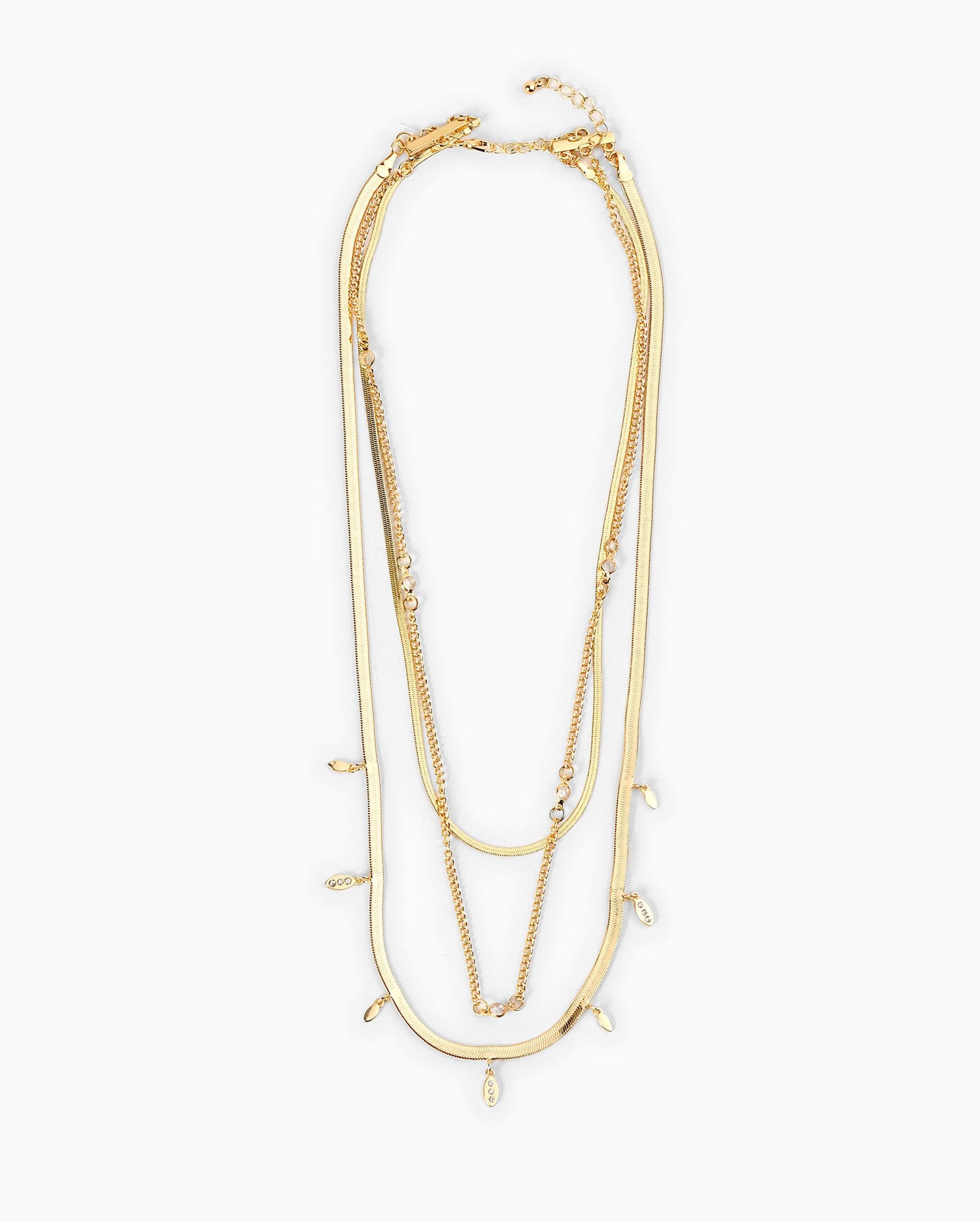 Colar feminino em camadas de metal – dourado