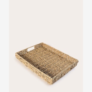 Bandeja retangular fibras naturais bege