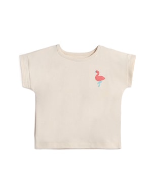 Camiseta infantil estampa flamingo - bege | Carter’s