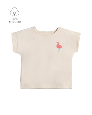 Camiseta infantil estampa flamingo - bege | Carter’s