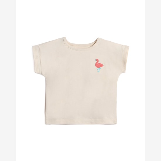 Camiseta infantil estampa flamingo - bege | Carter’s