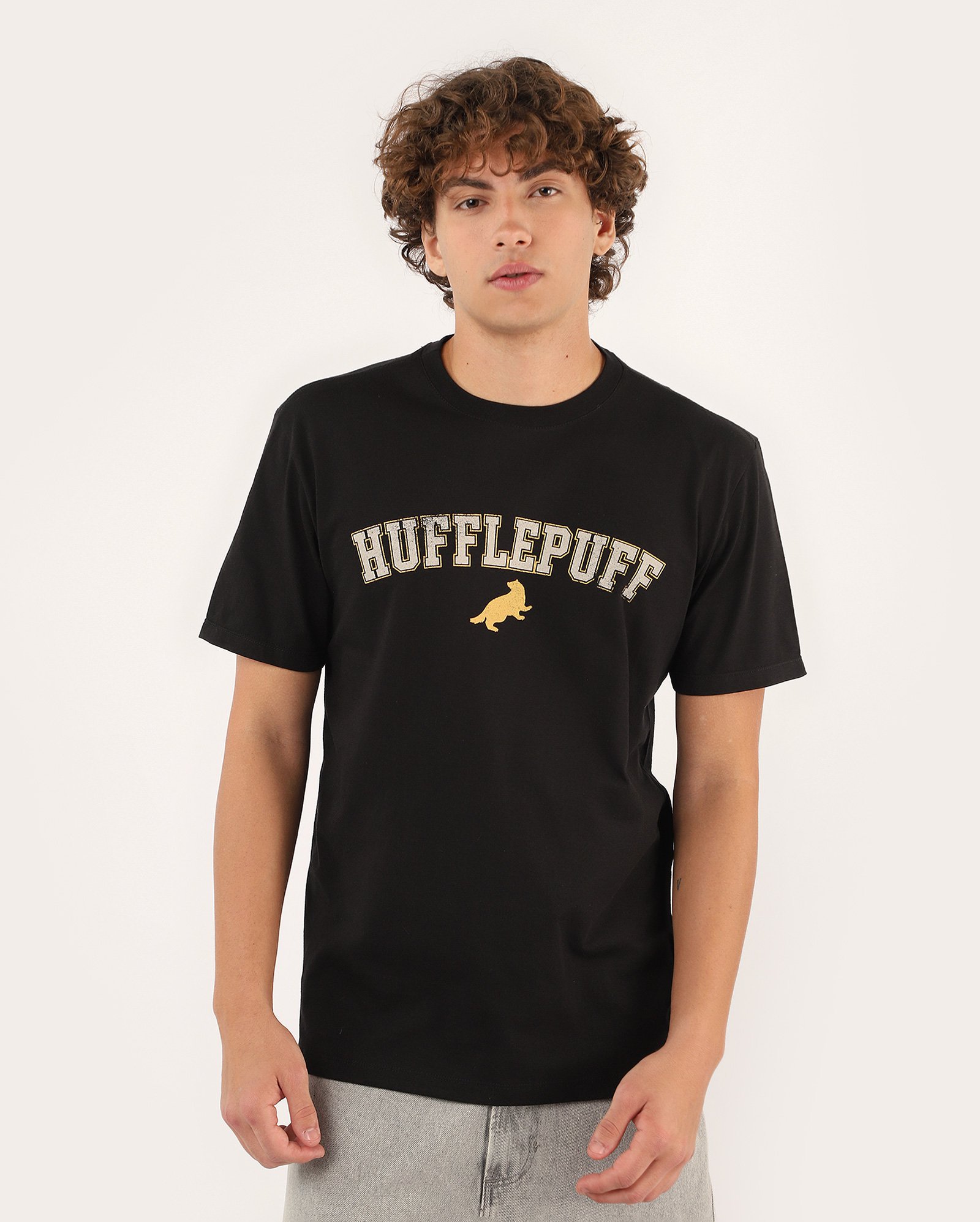 Camiseta masculina regular Lufa-Lufa - preta | Harry Potter