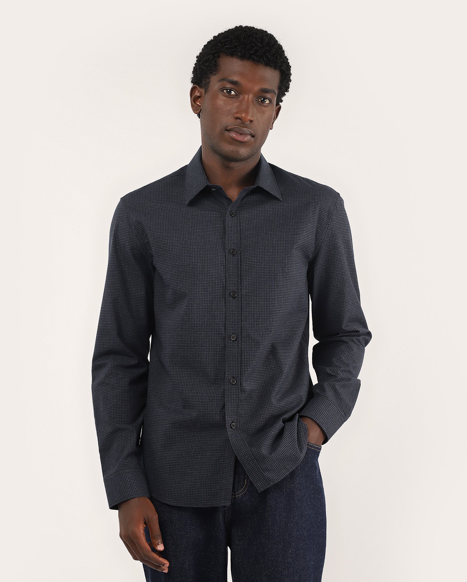 Camisa social masculina fio tinto xadrez slim - Multicor
