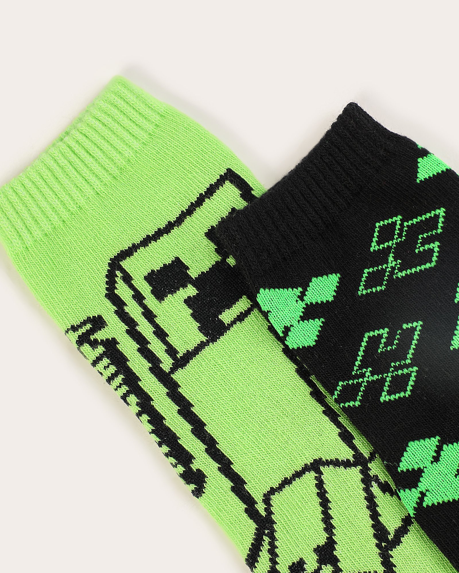 Kit meias infantil 2 pares cano médio multicor | Minecraft