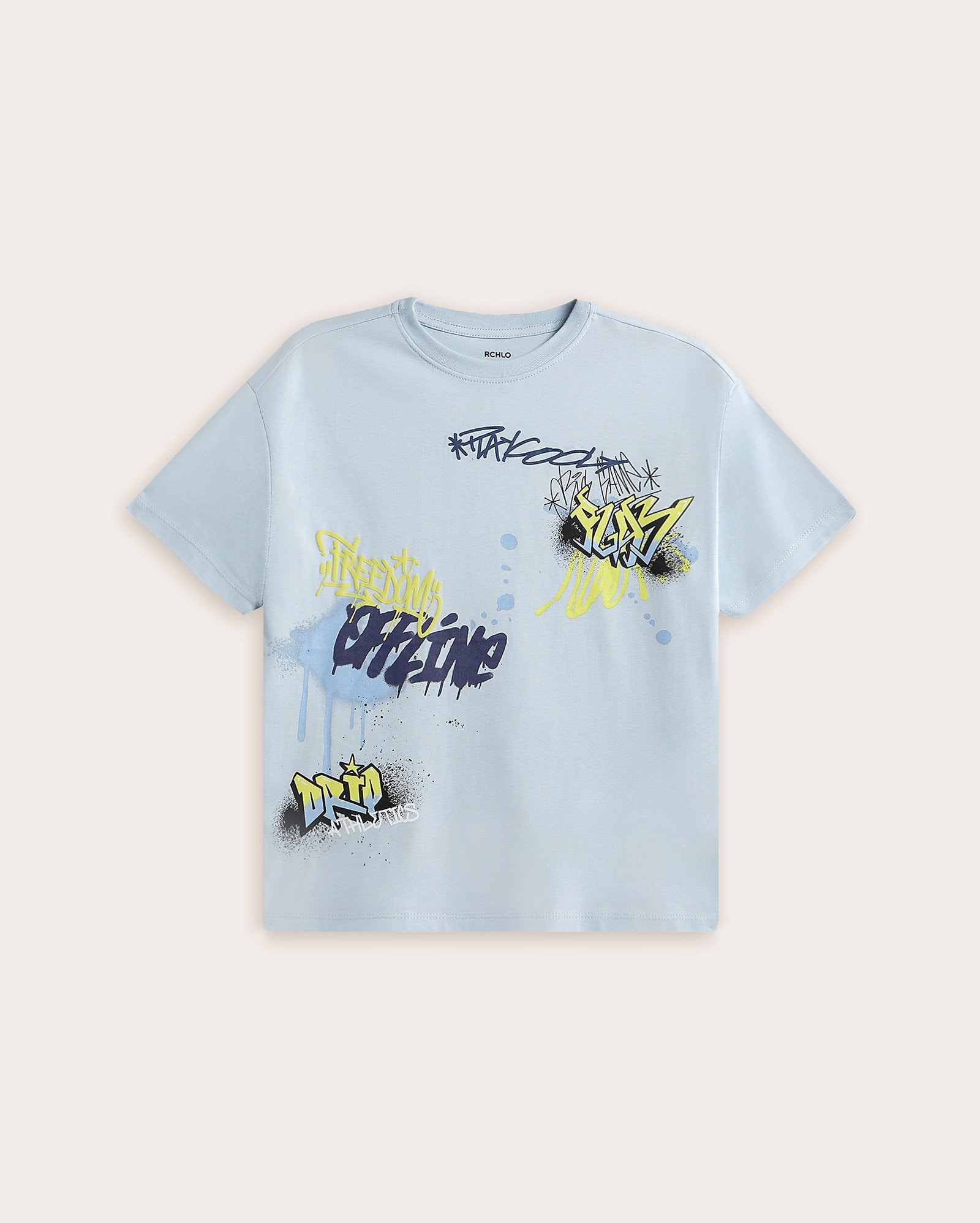 Camiseta infantil grafite regular 6-14A - azul